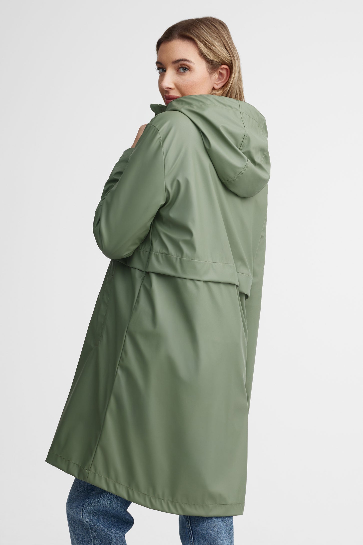 Manteau imperméable long - Femme && OLIVE