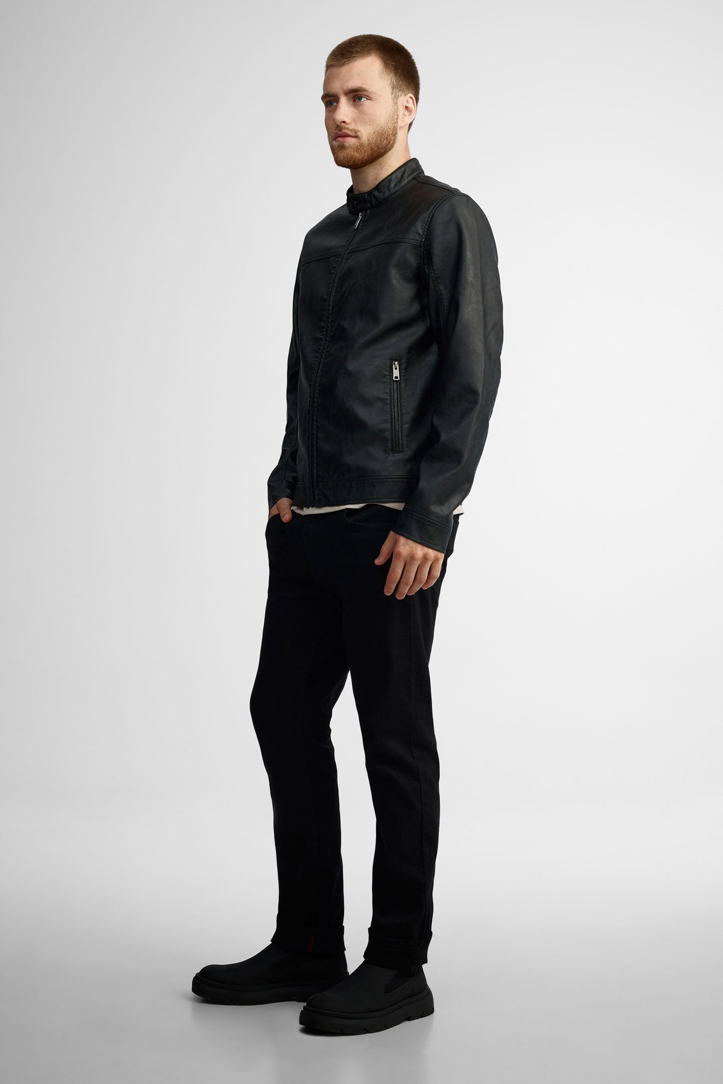 Manteau faux cuir - Homme && NOIR