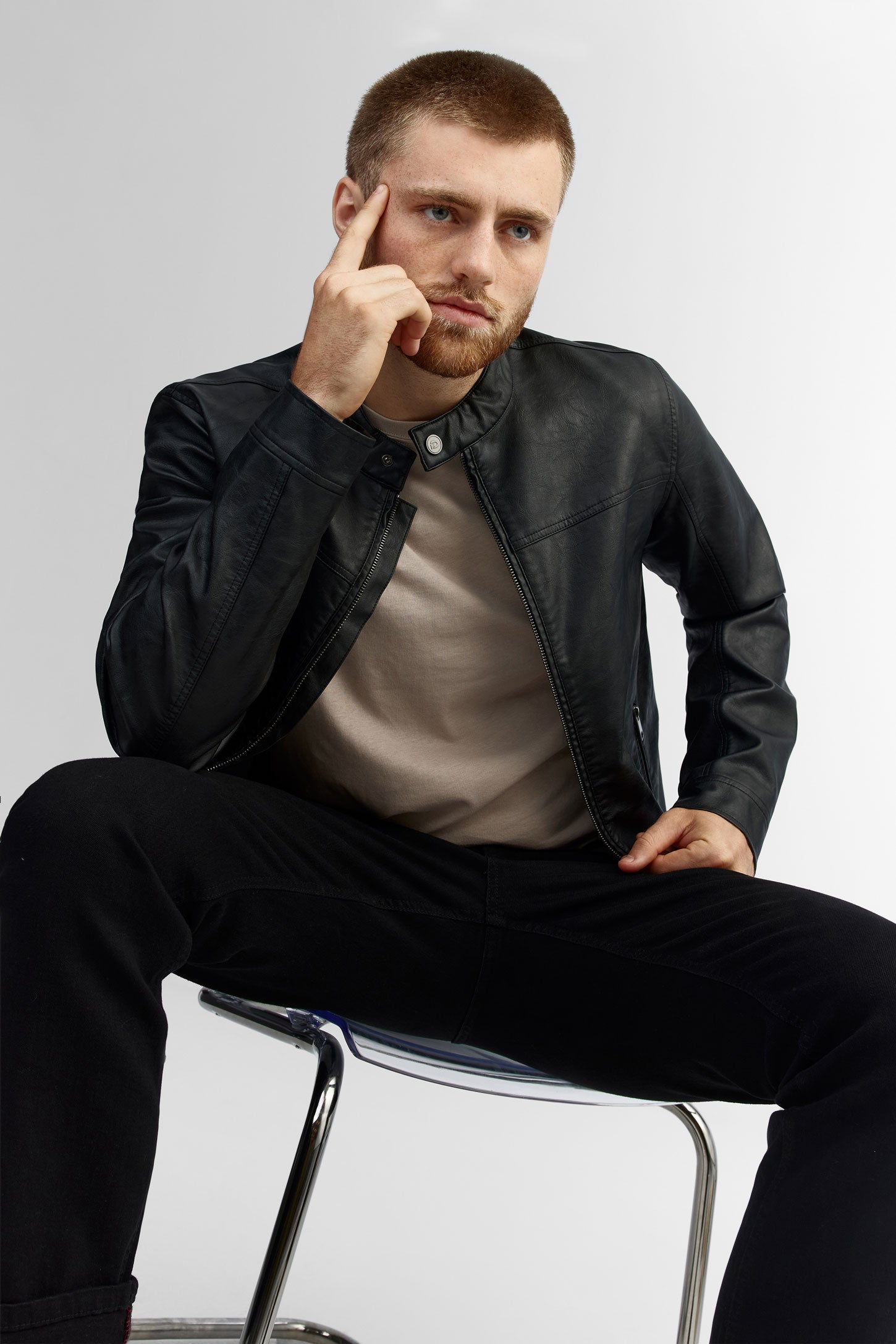 Manteau faux cuir - Homme && NOIR