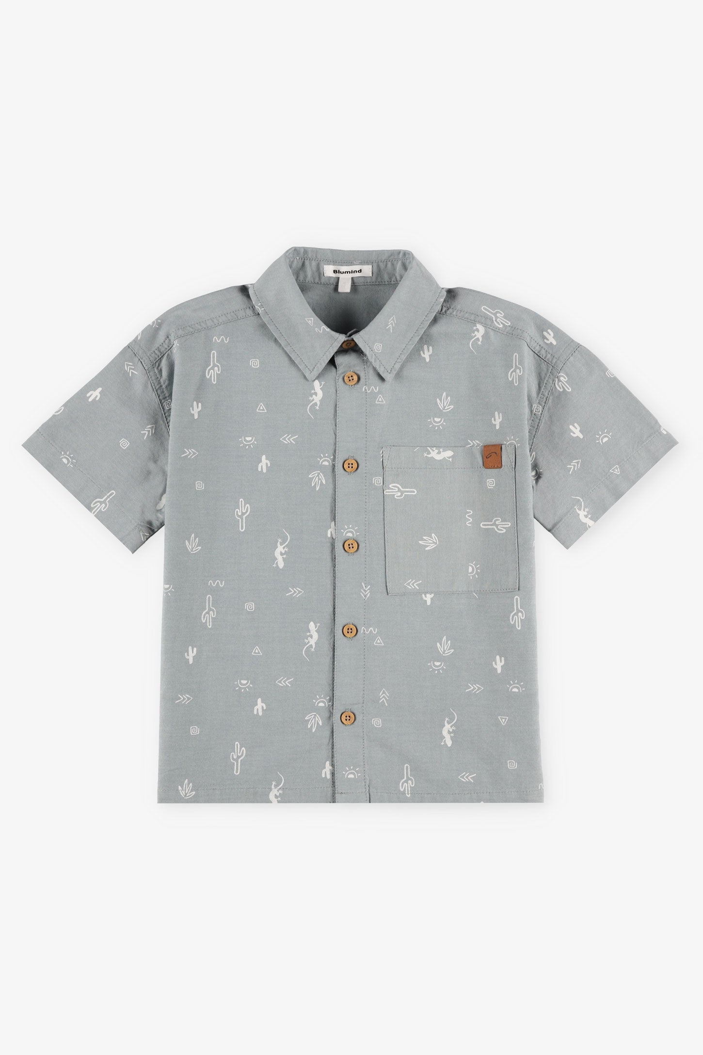 Chemise manches courtes imprimé coton - Enfant garçon && VERT/MULTI