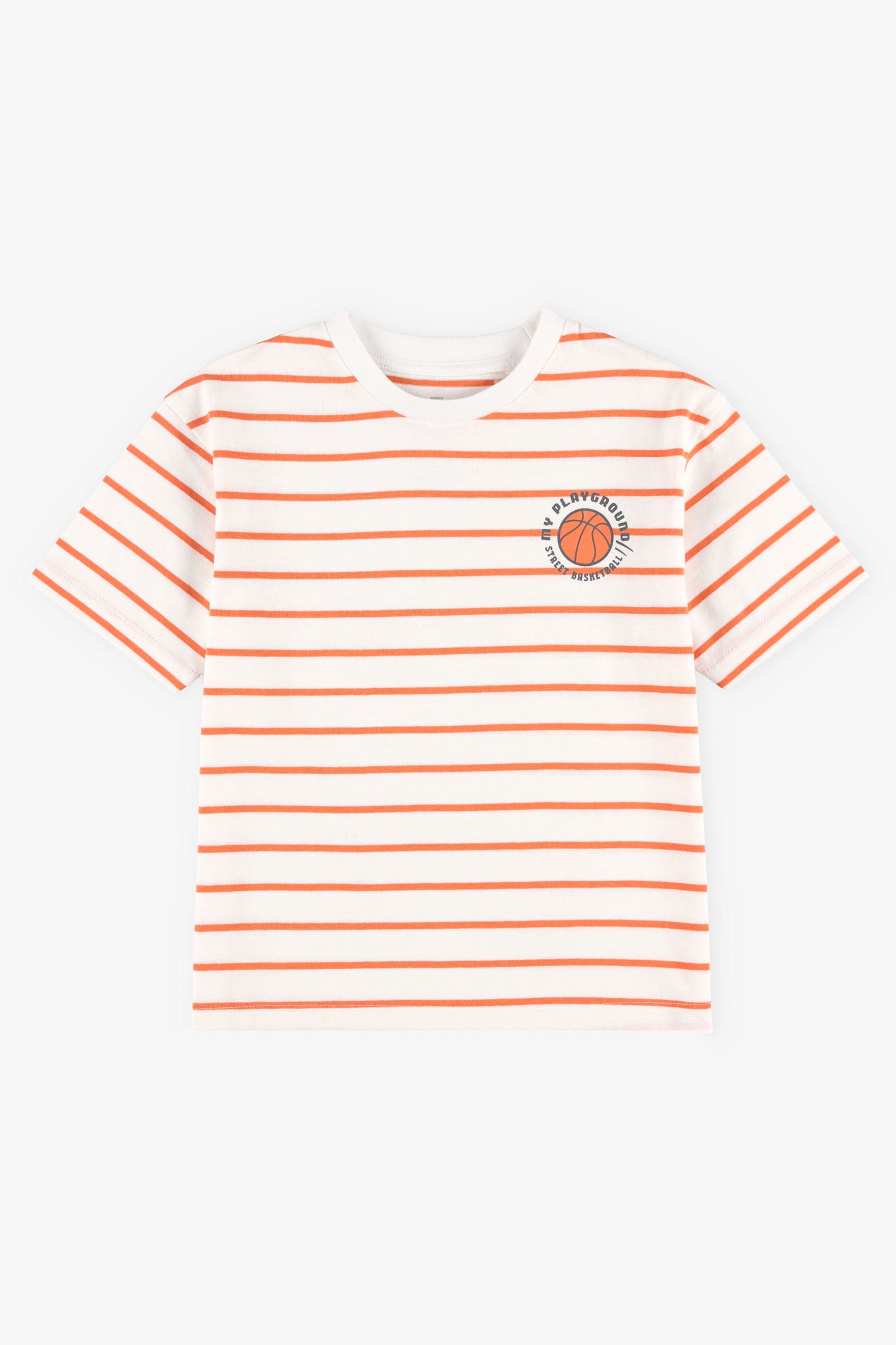 T-shirt col rond en coton, 2/20$ - Enfant garçon
 && ORANGE MULTI