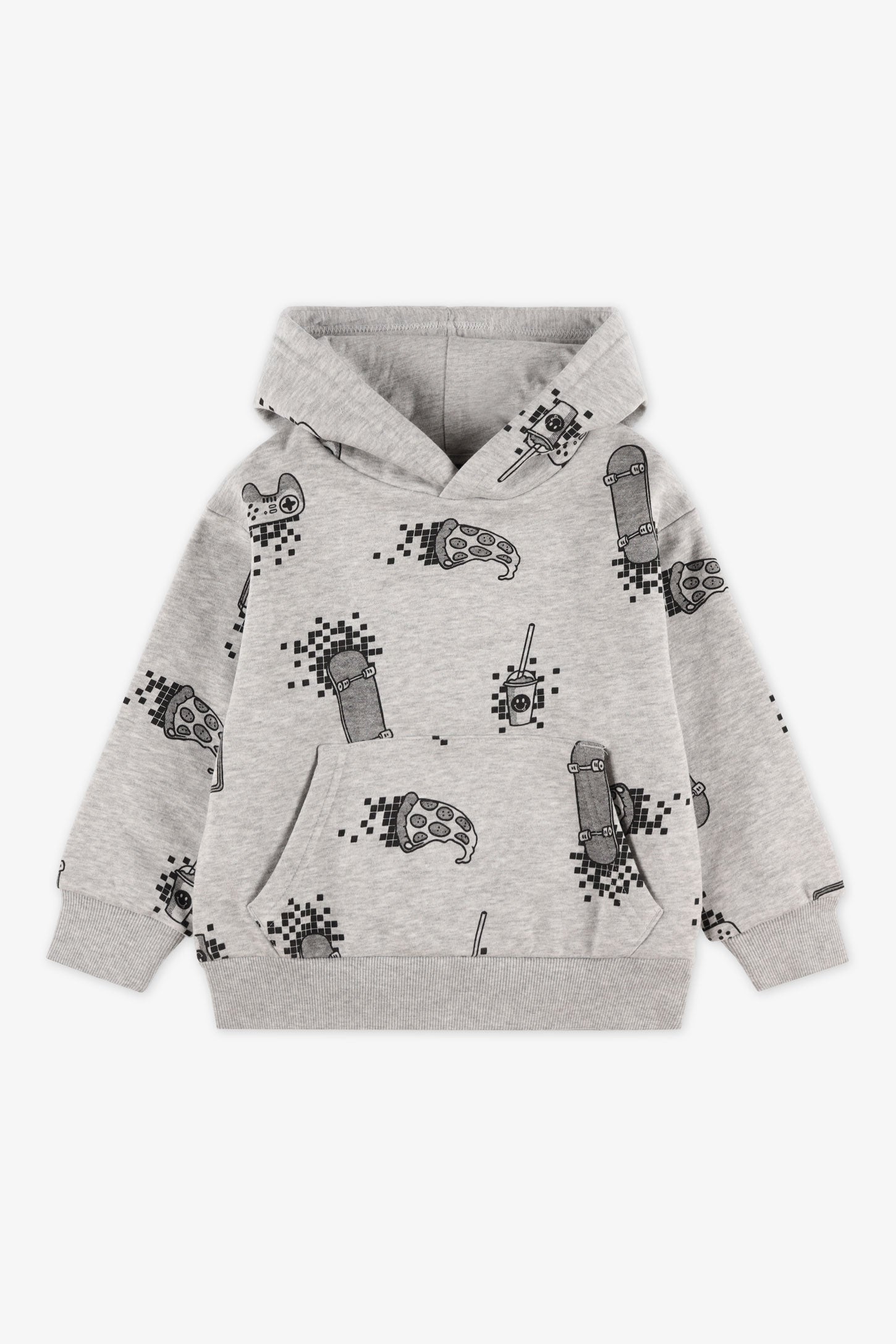 Chandail à capuchon coton ouaté - Enfant garçon && GRIS MIXTE