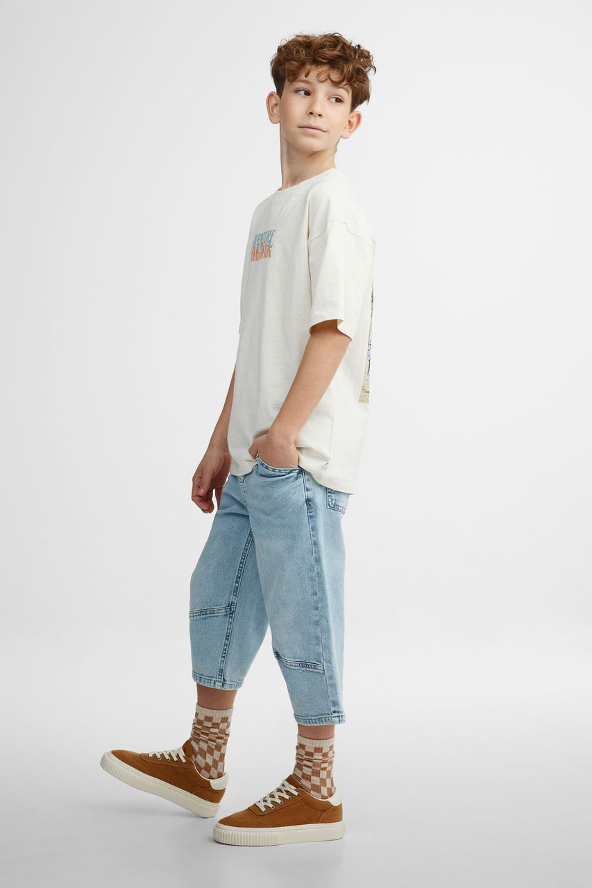 Boxy-fit crewneck cotton t-shirt Teenage boy