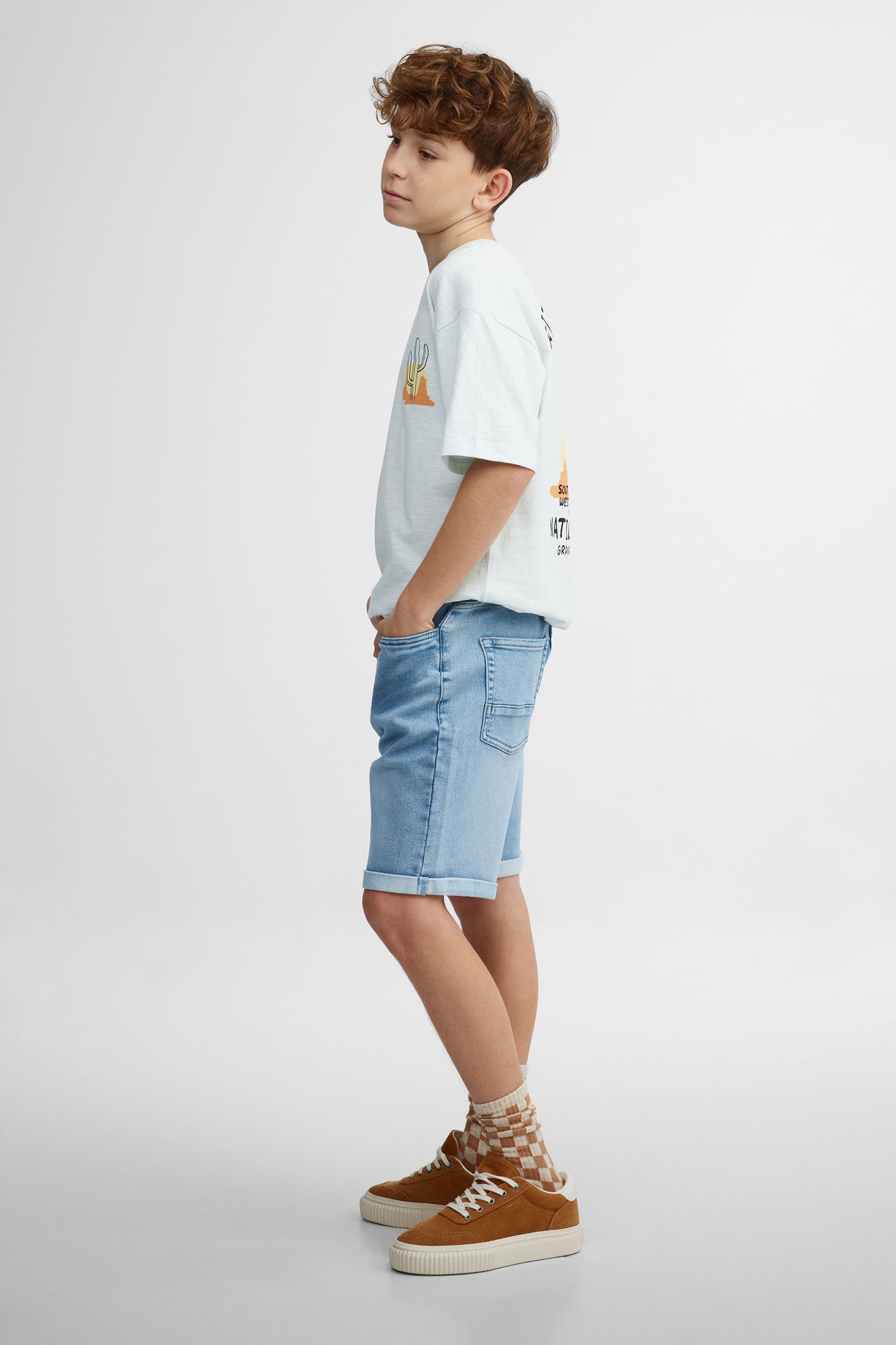 Short bermuda en jeans - Ado garçon && BLEU PALE