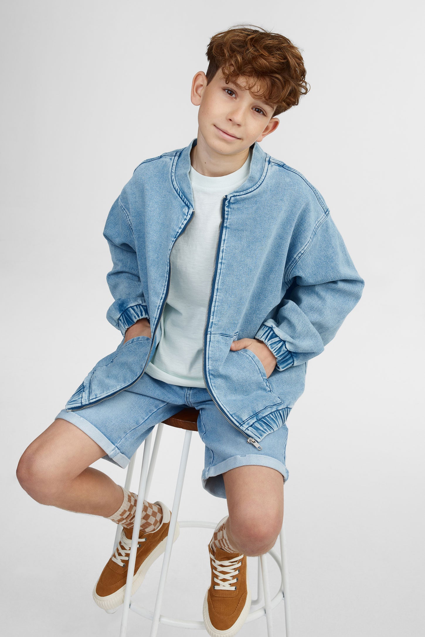 Short bermuda en jeans - Ado garçon && BLEU PALE