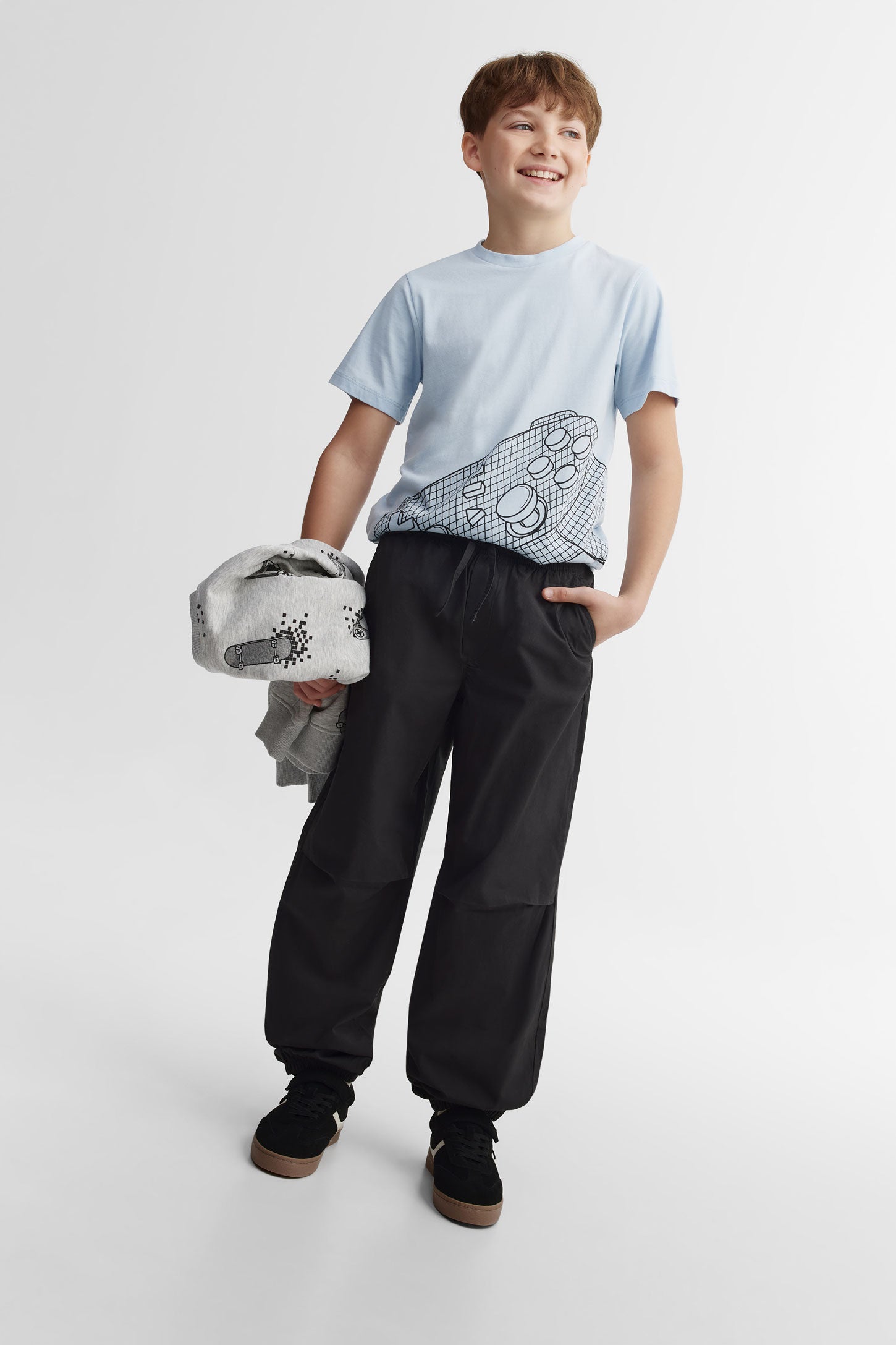 Pantalon parachute coton - Ado garçon && NOIR