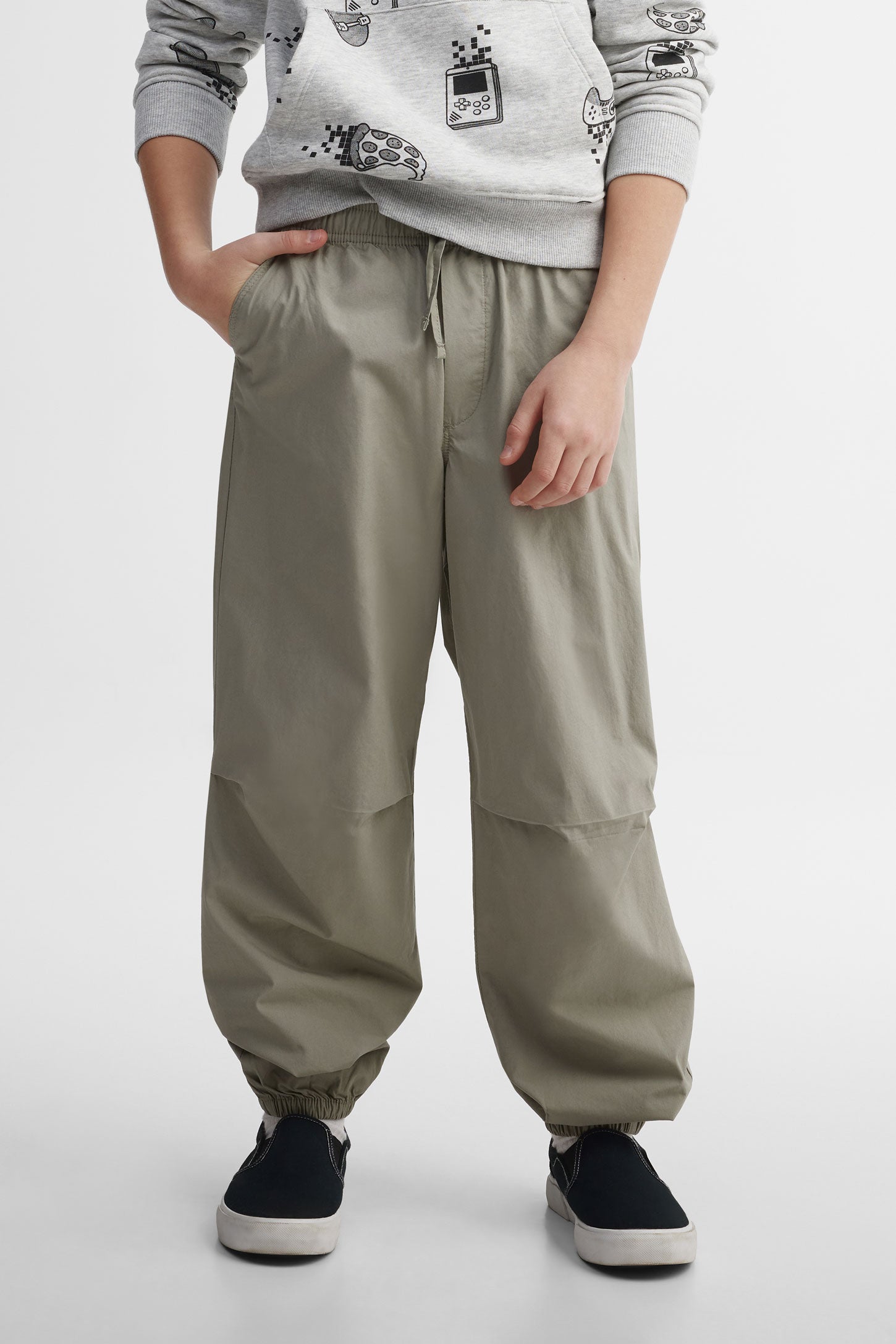 Pantalon parachute coton - Ado garçon && VERT