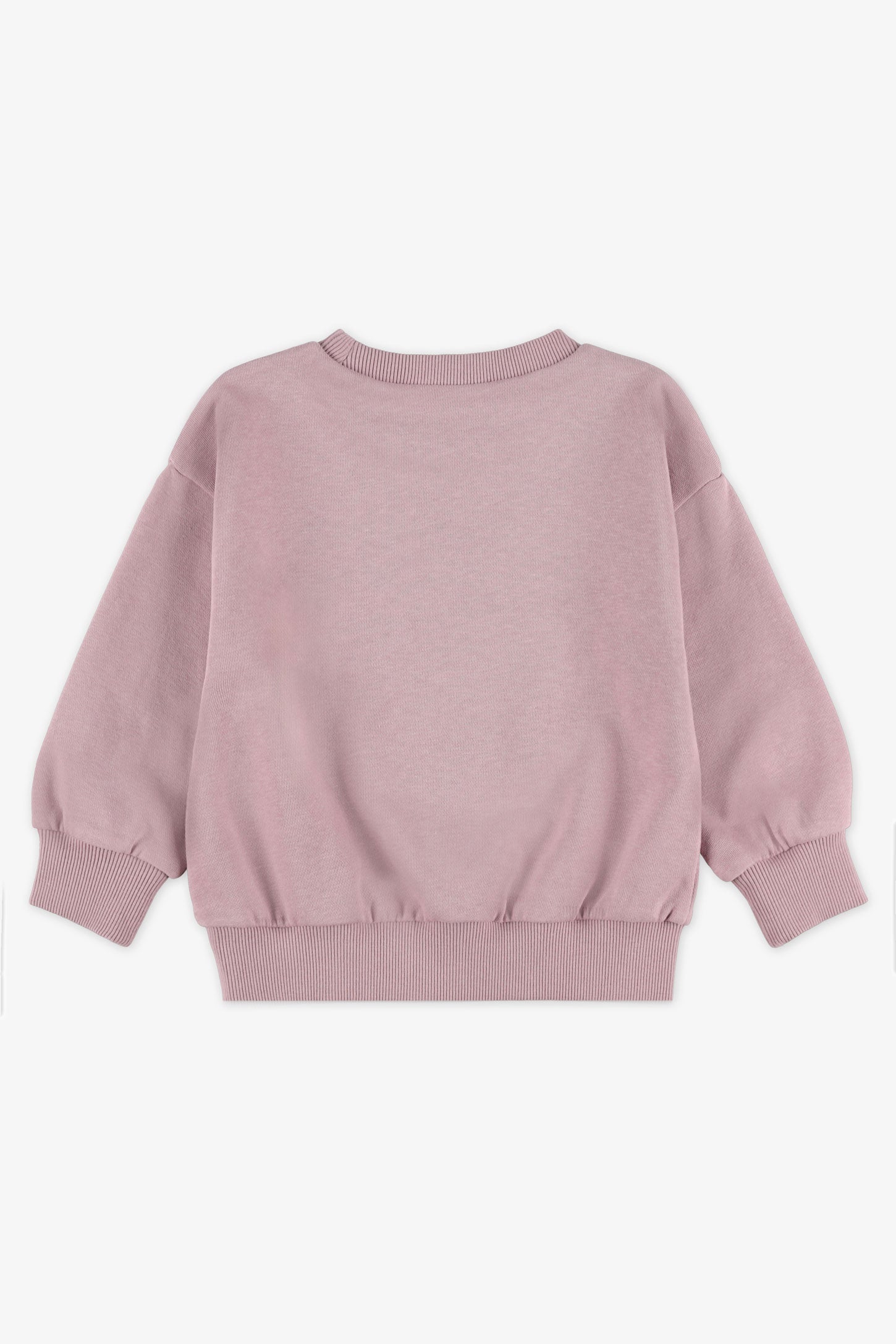 Chandail col rond coton ouaté - Bébé fille && MAUVE