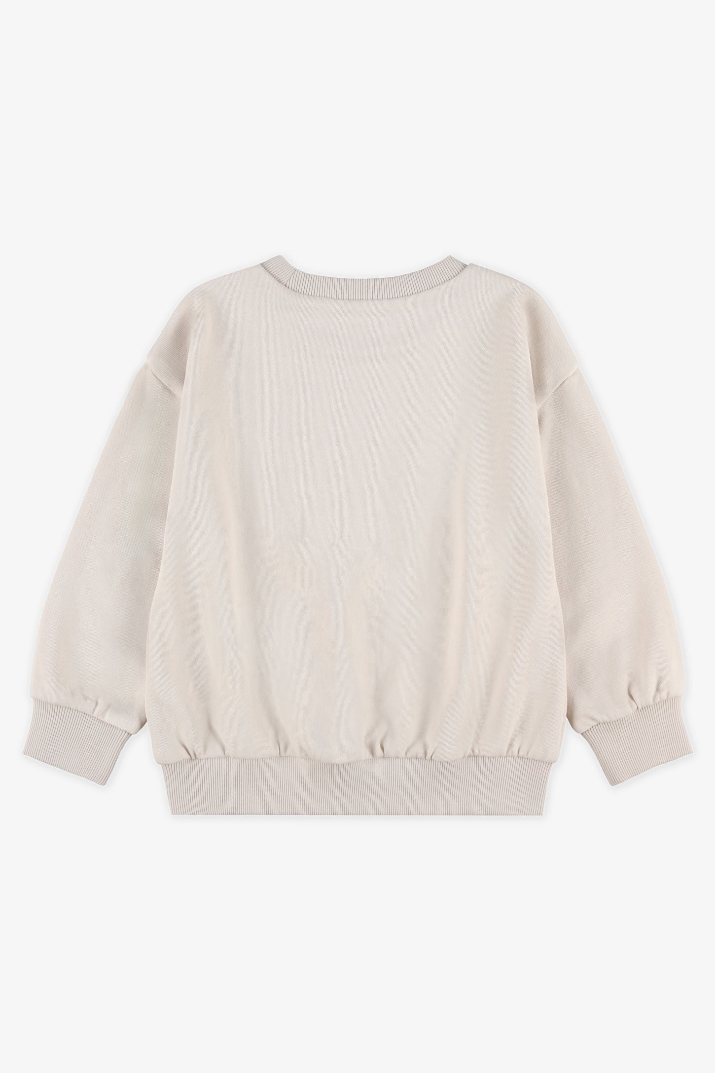 Chandail col rond coton ouaté, 2T-3T - Bébé fille && BEIGE