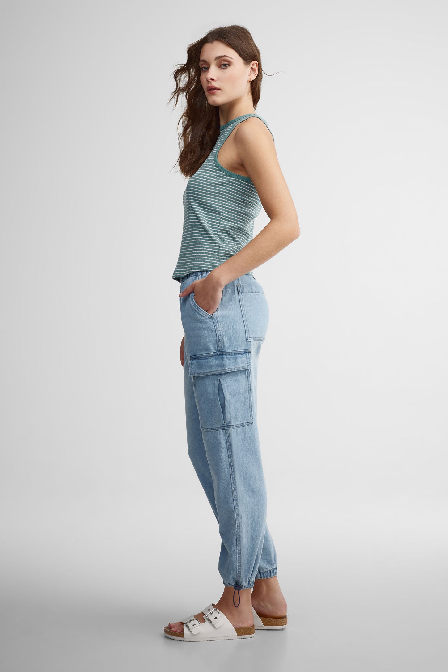Jeans parachute - Femme && DENIM PALE