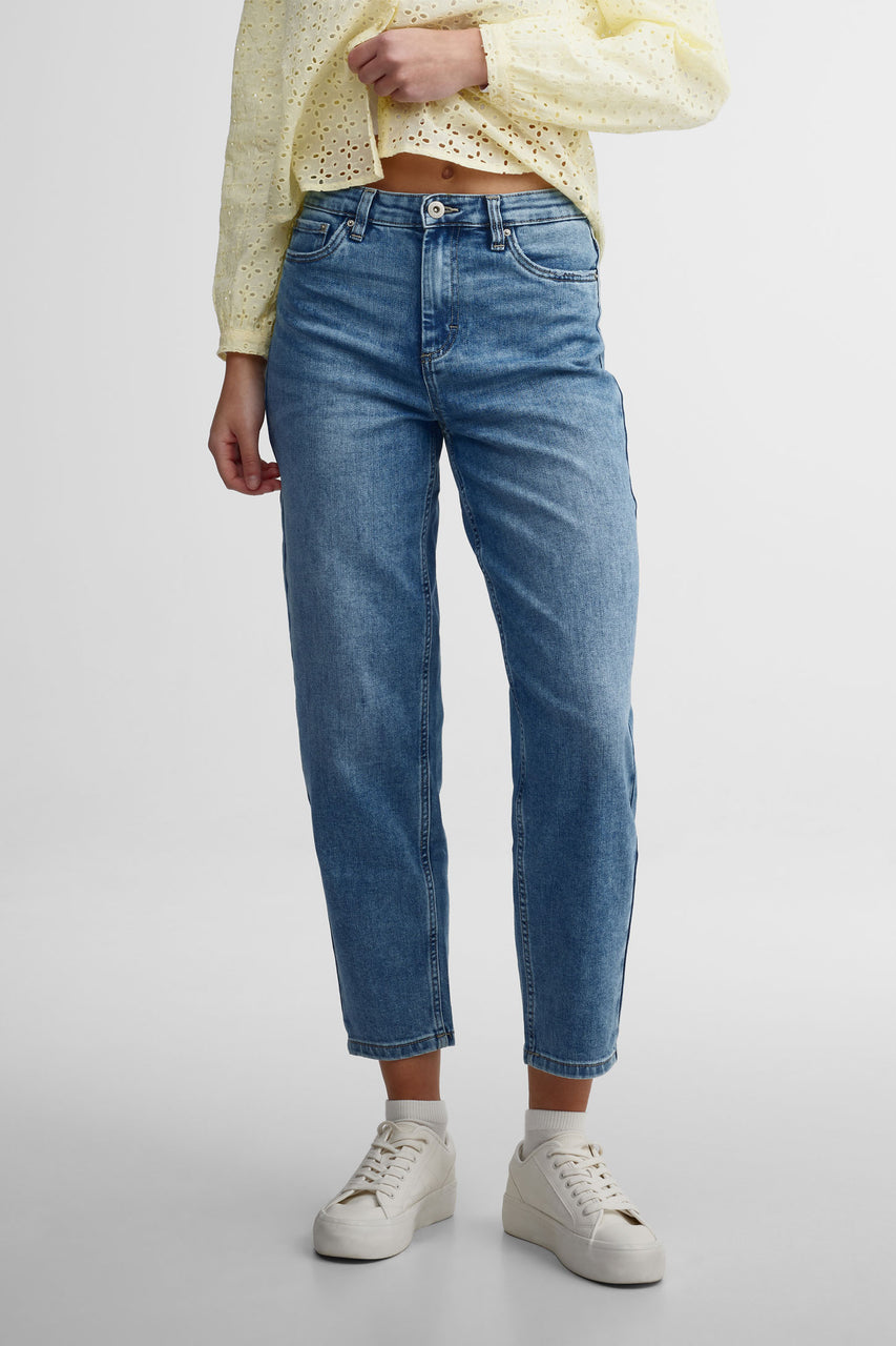 Jeans baril taille haute - Femme && DENIM PALE