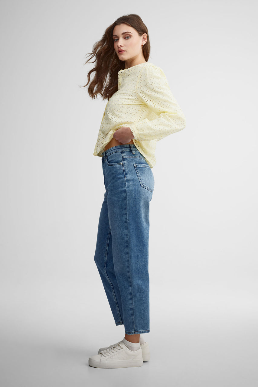 Jeans baril taille haute - Femme && DENIM PALE