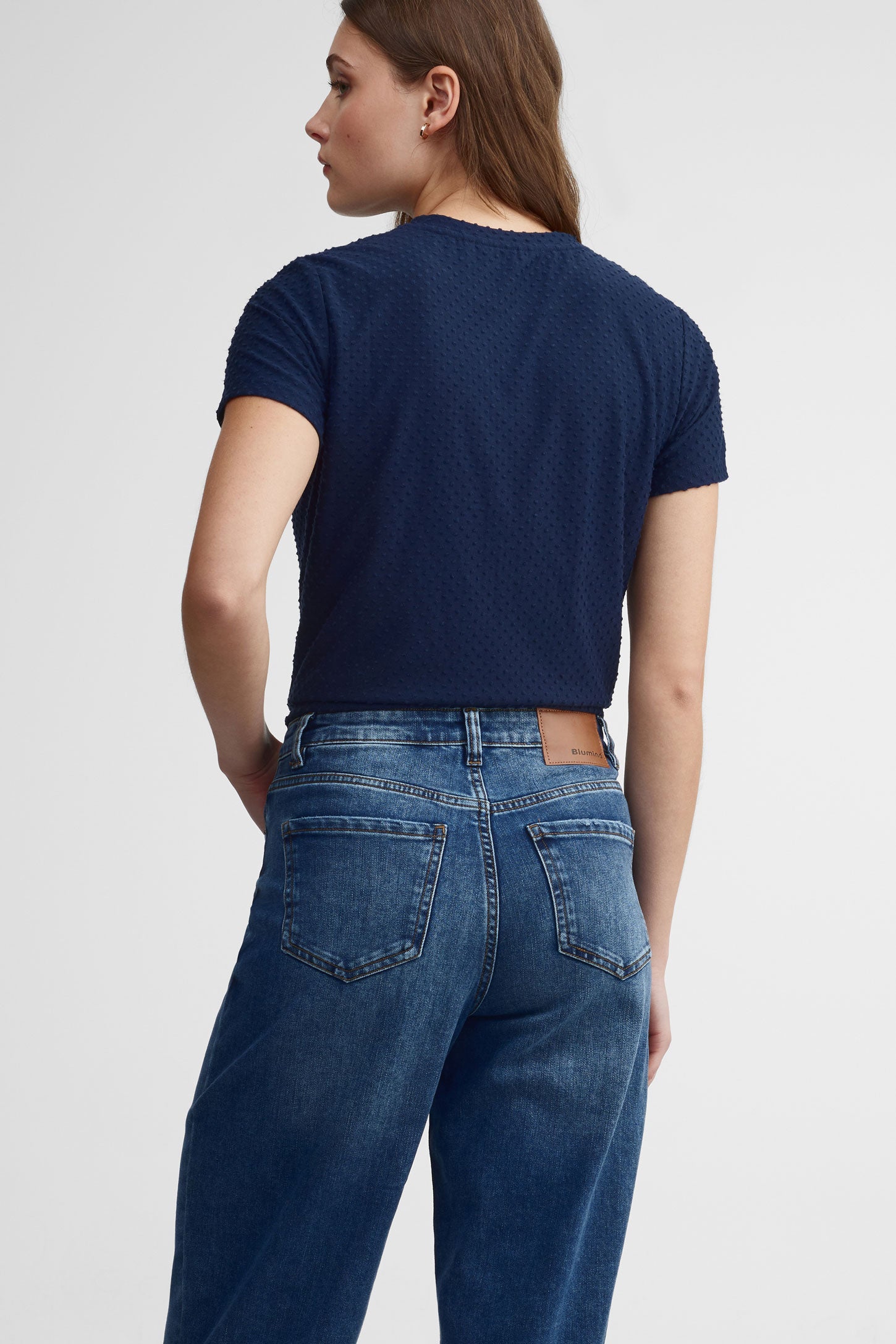 Jeans baril taille haute - Femme && DENIM FONCE