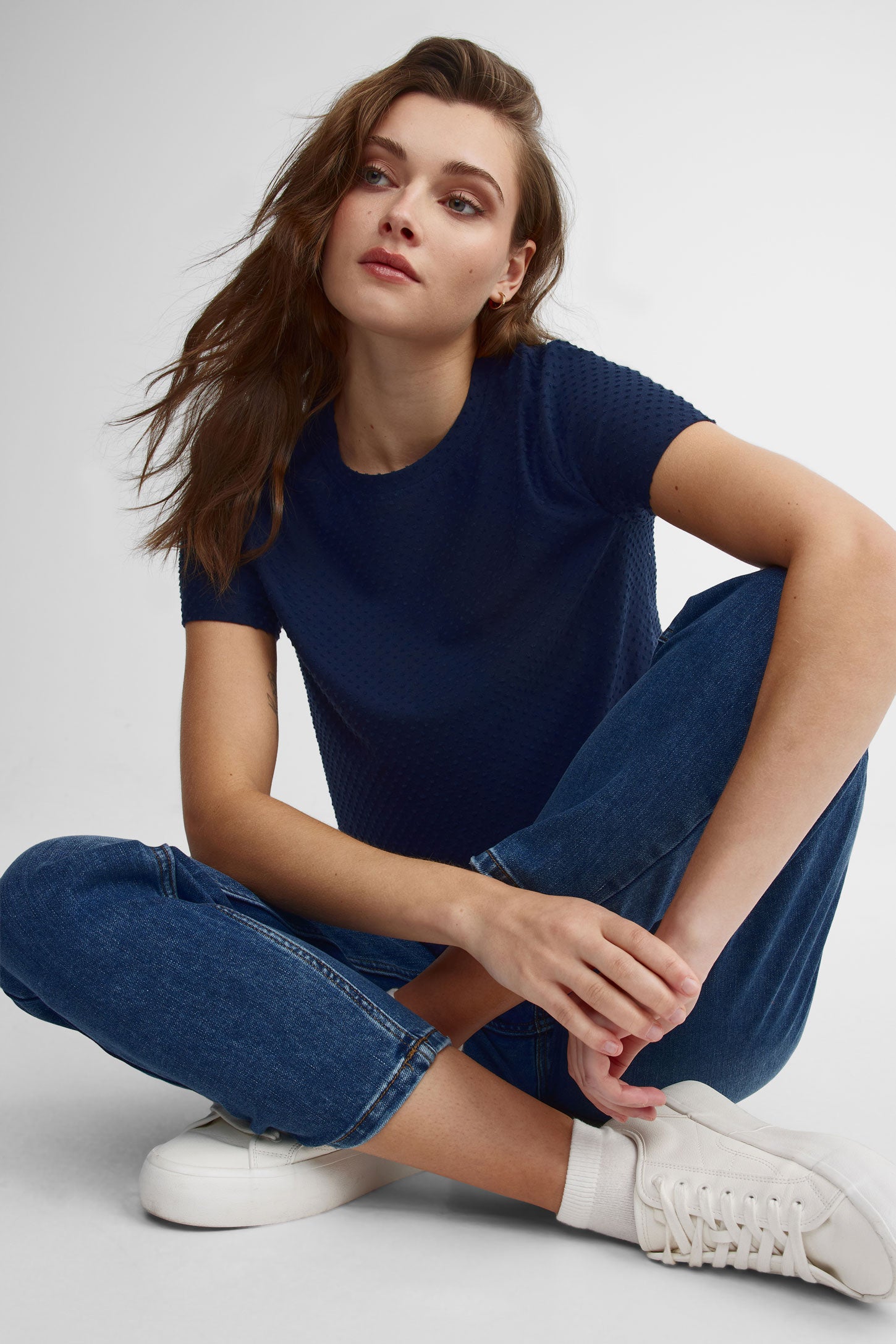 Jeans baril taille haute - Femme && DENIM FONCE