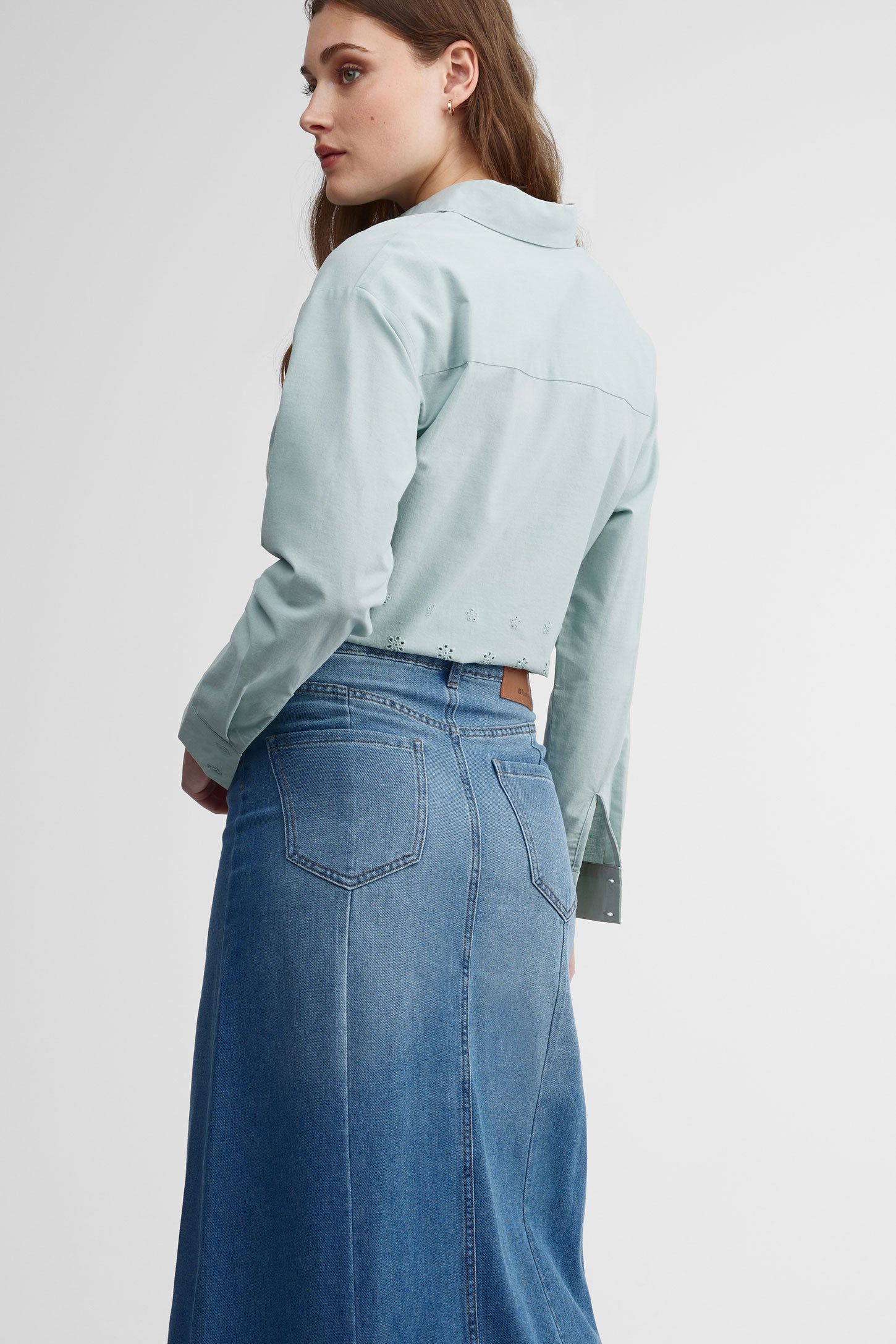Jupe maxi en jeans taille haute - Femme && DENIM MOYEN
