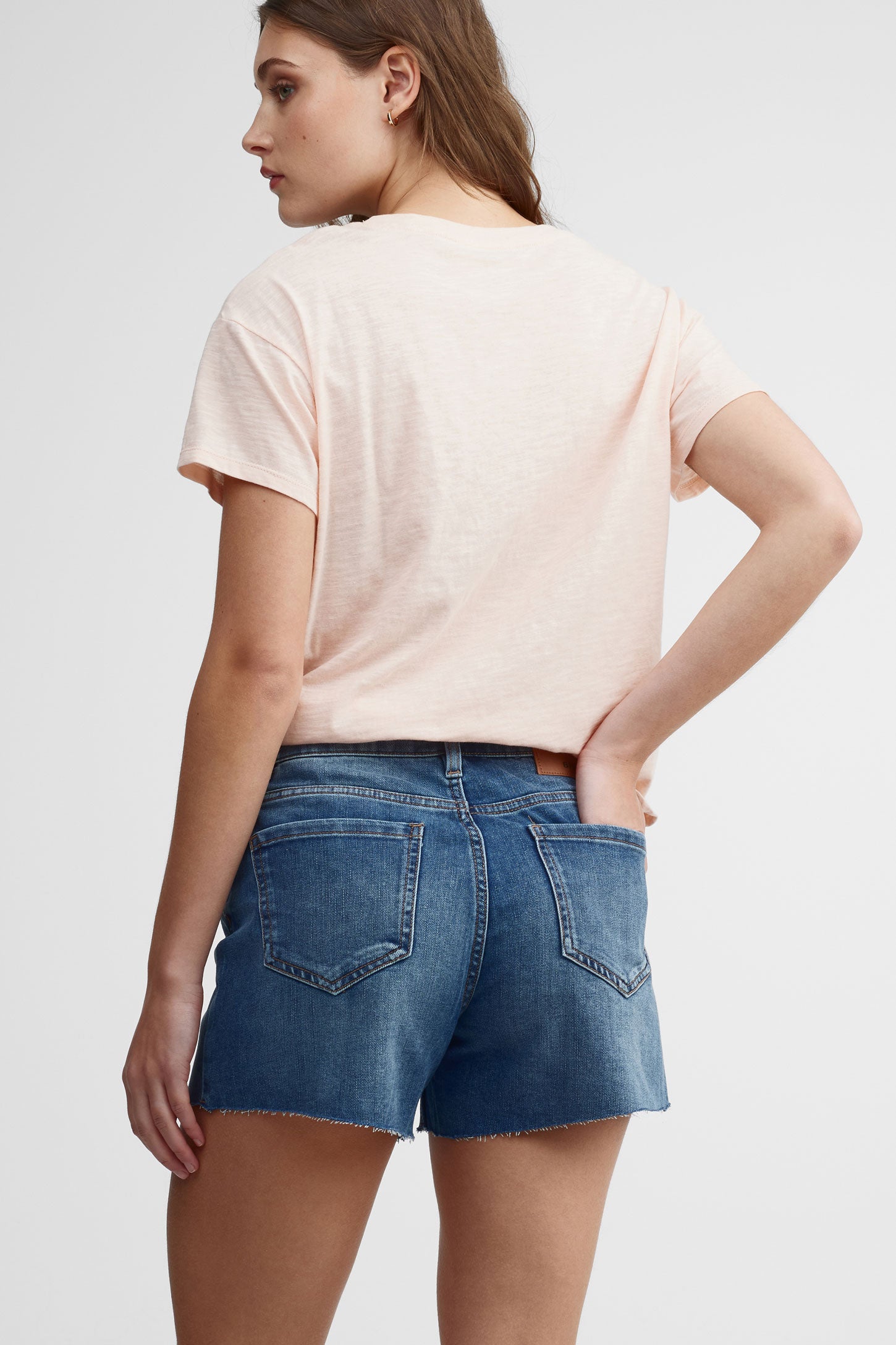 Short en jeans taille haute - Femme && DENIM MOYEN