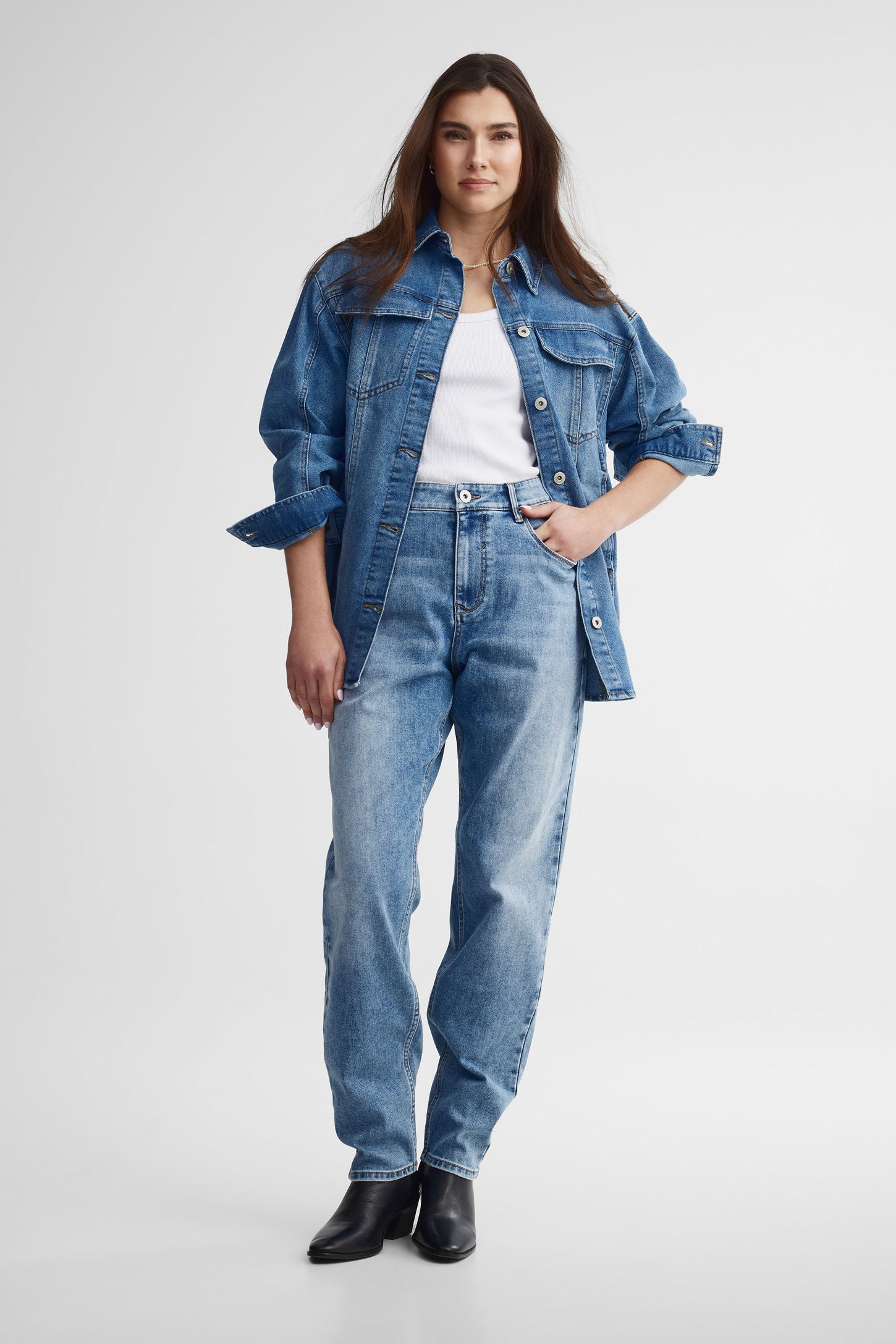 Veste en jeans - Femme && DENIM MOYEN