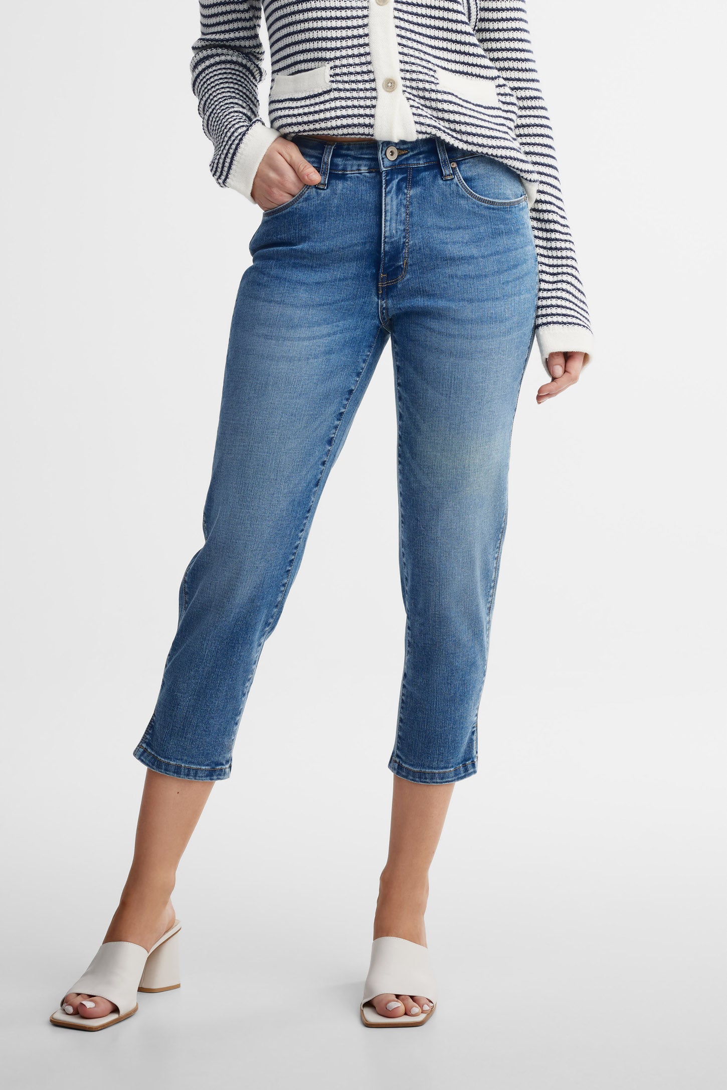 Capri ajusté en jeans - Femme && DENIM MOYEN
