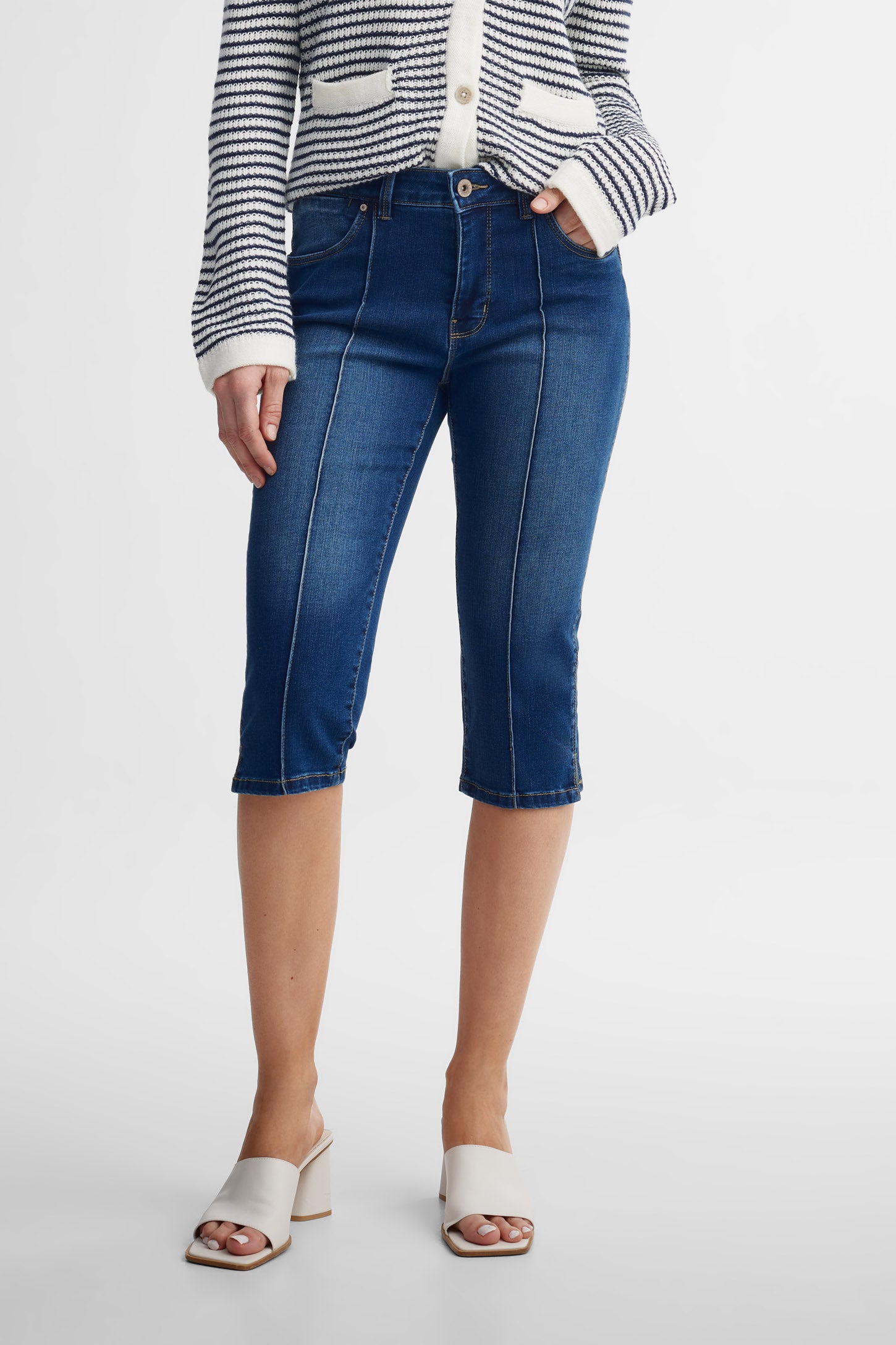 Capri ajusté en jeans - Femme && DENIM MOYEN