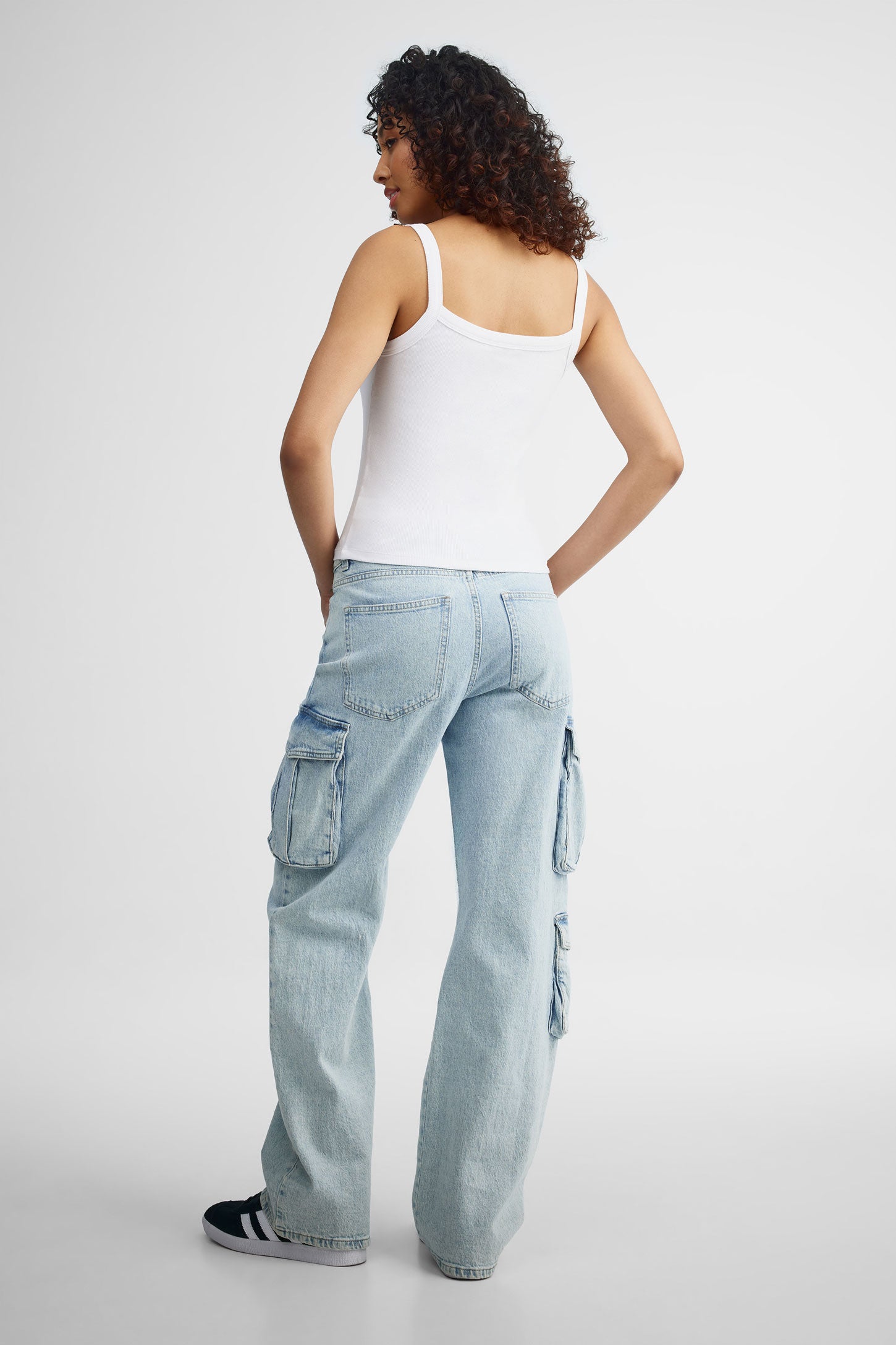 Camisole côtelé col dégagé - Femme && BLANC