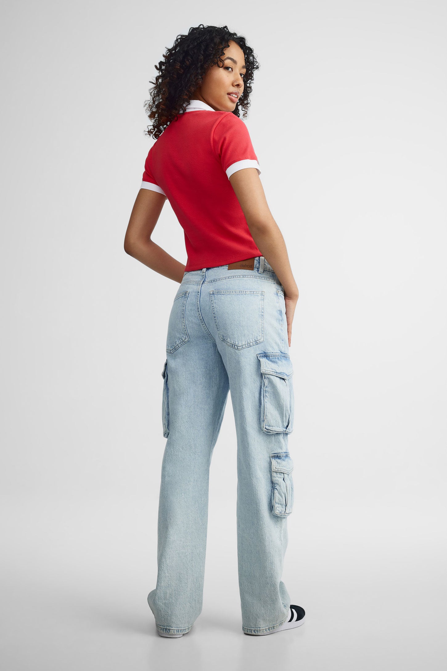 Polo manches courtes coupe écourtée - Femme && ROUGE