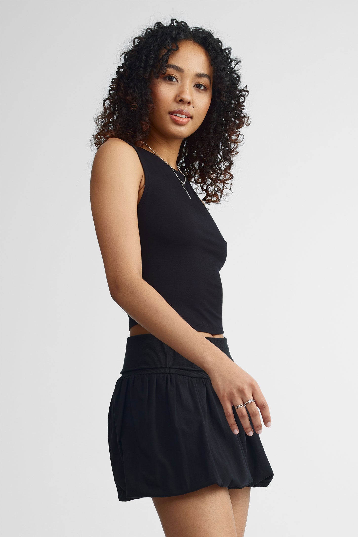 Camisole col bateau coupe ajustée - Femme && NOIR