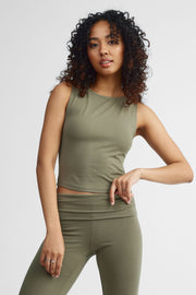 Camisole col bateau coupe ajustée - Femme && KAKI