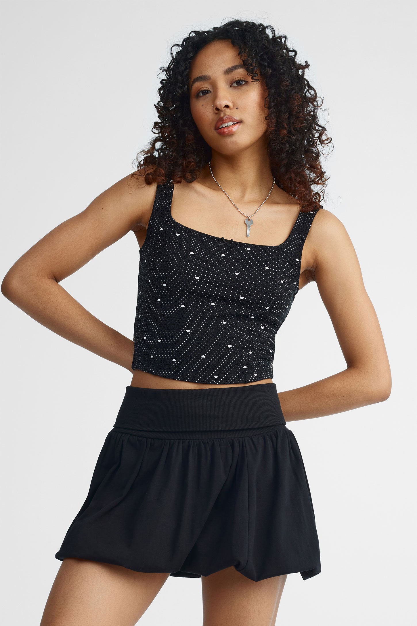 Camisole-bustier col carré - Femme && NOIR/MULTI