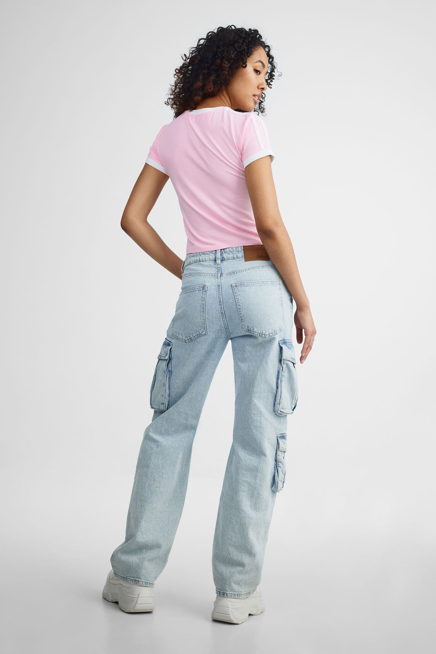 T-shirt écourté col rond - Femme && ROSE