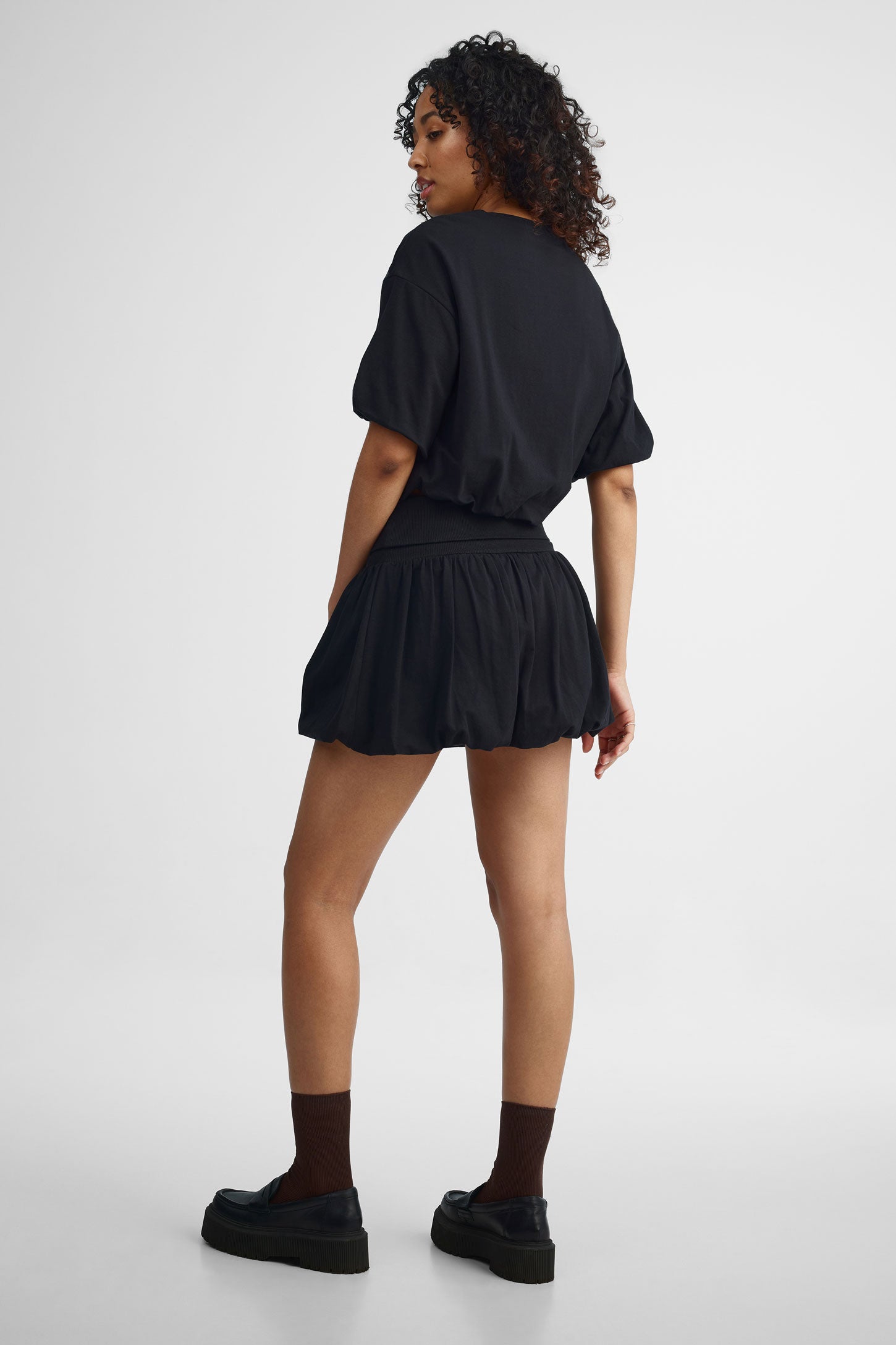 Jupe ballon en coton - Femme && NOIR