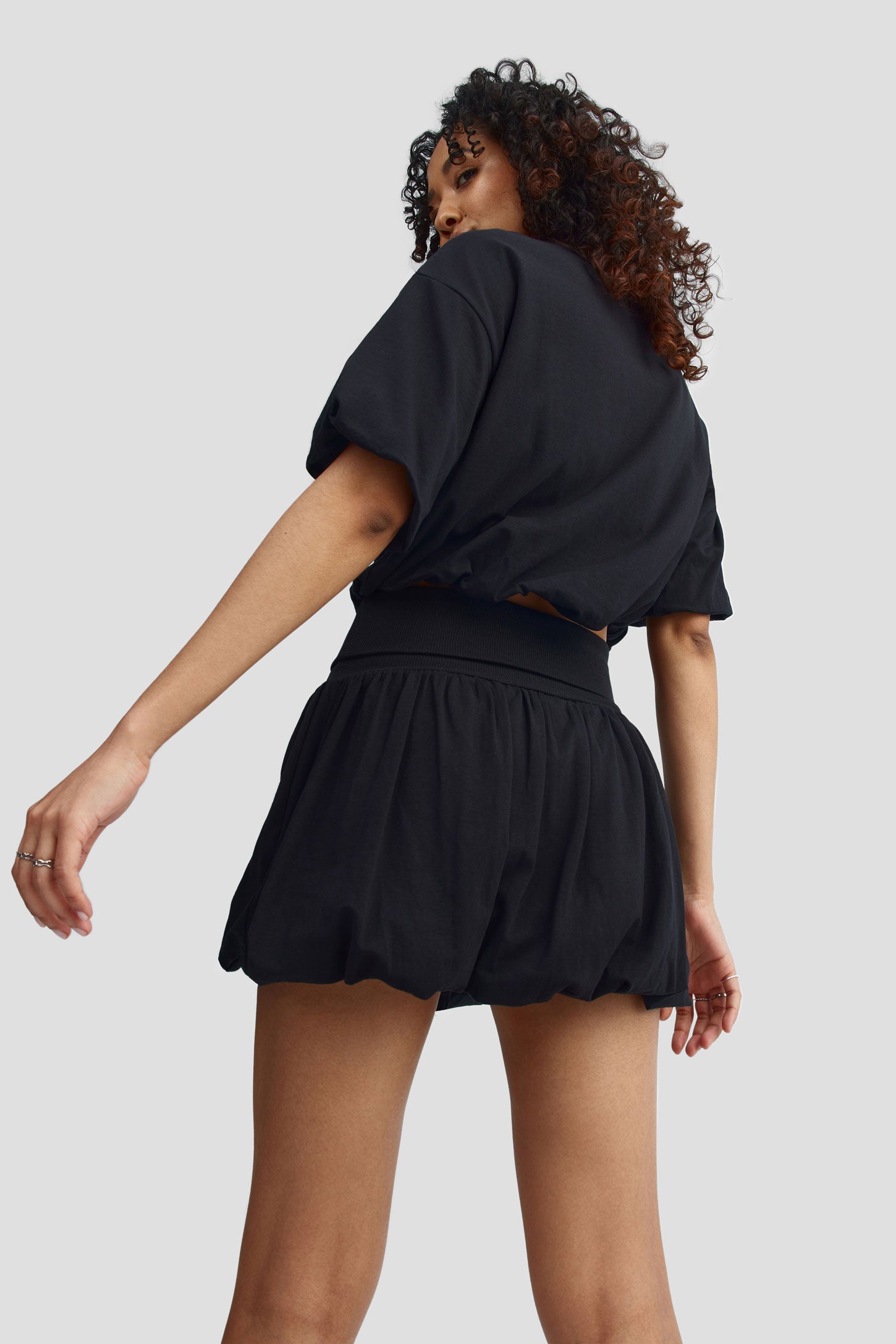 Jupe ballon en coton - Femme && NOIR