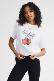 T-shirt col rond coupe ample - Femme && BLANC MULTI