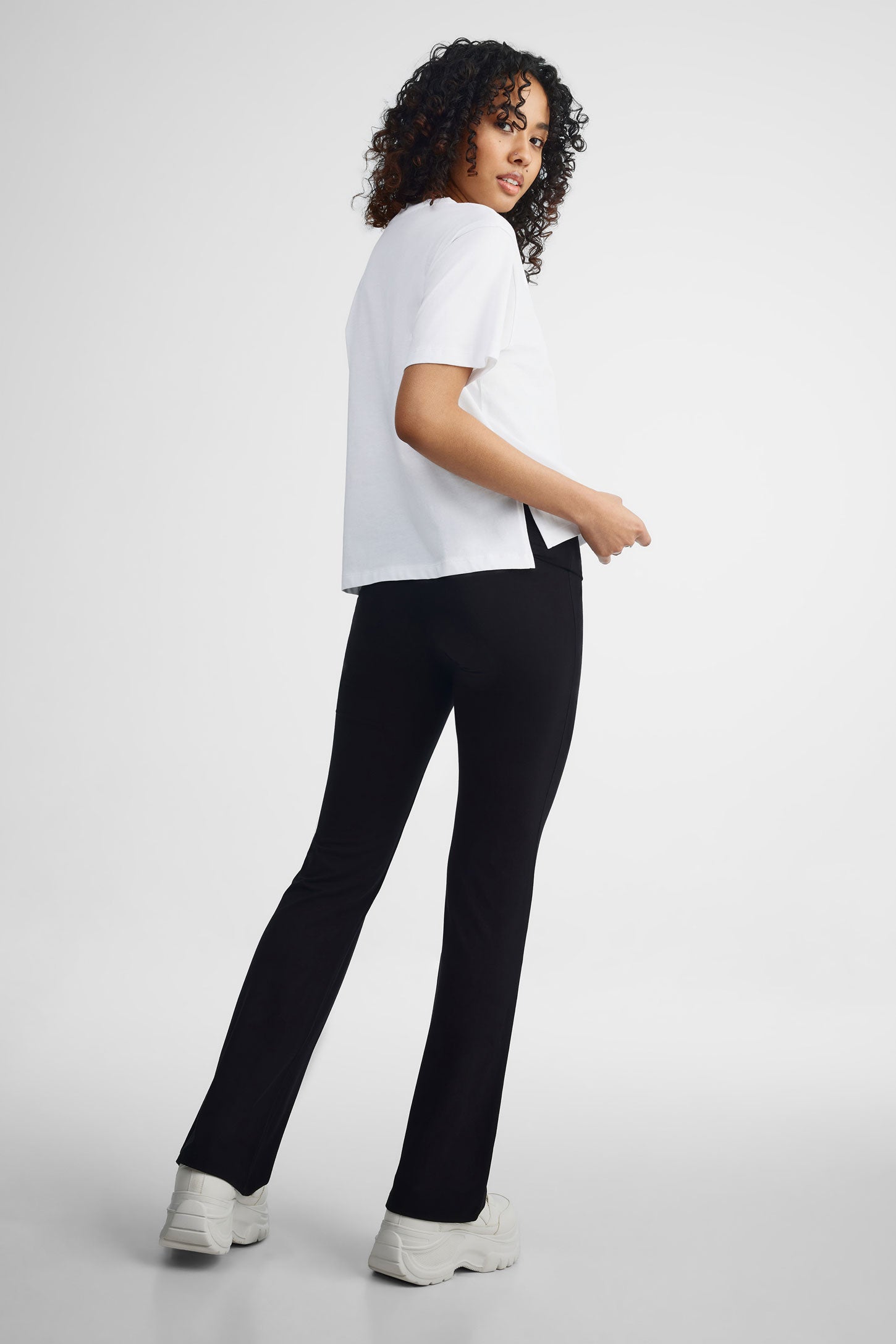 T-shirt col rond coupe ample - Femme && BLANC MULTI
