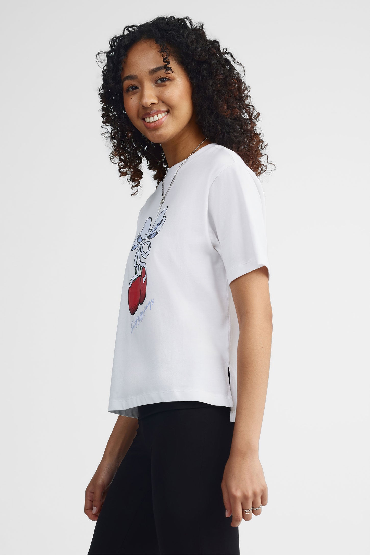 T-shirt col rond coupe ample - Femme && BLANC MULTI