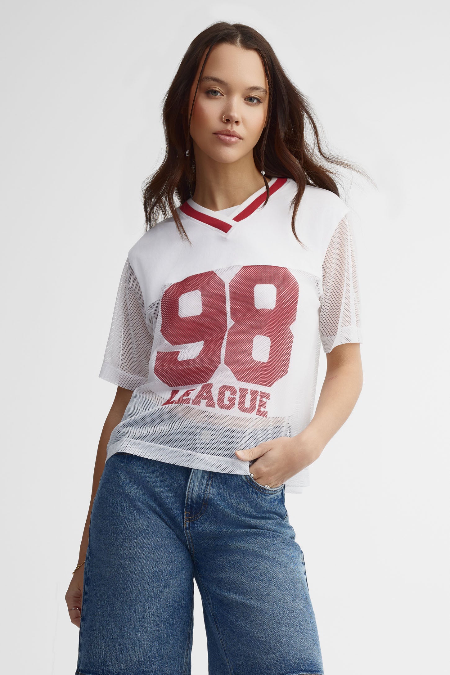 T-shirt football mesh - Femme && BLANC MULTI