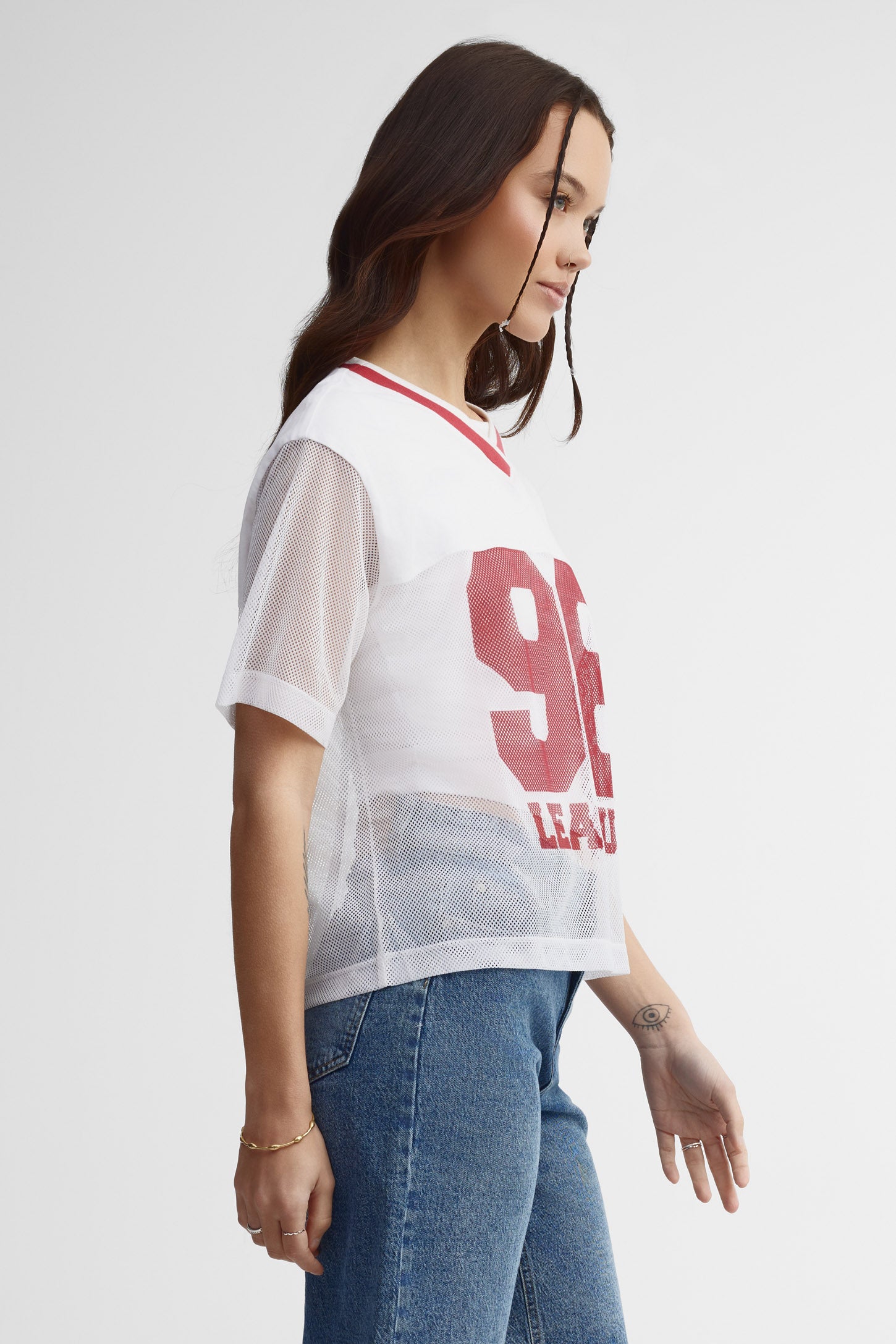 T-shirt football mesh - Femme && BLANC MULTI