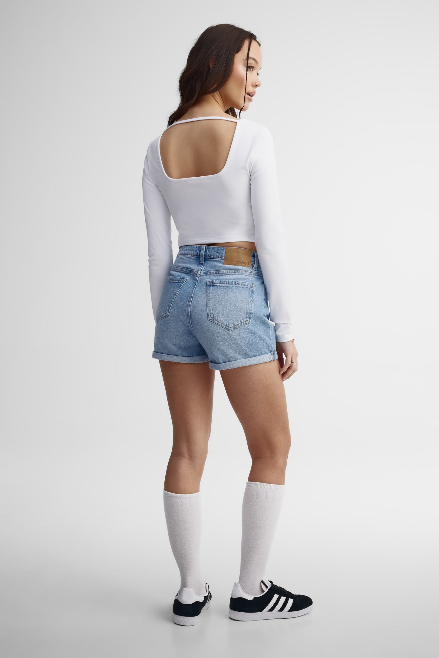 Chandail col carré coupe ajustée - Femme && BLANC