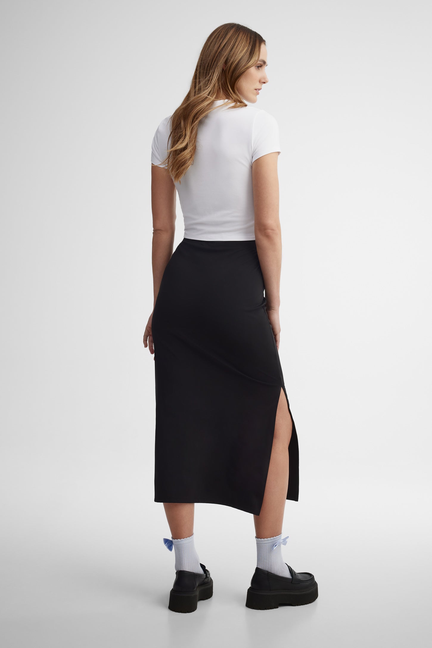 Jupe midi coupe ajustée - Femme && NOIR