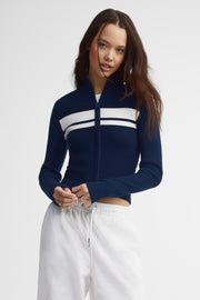 Cardigan col montant tricot - Femme && BLEU MARINE MUL