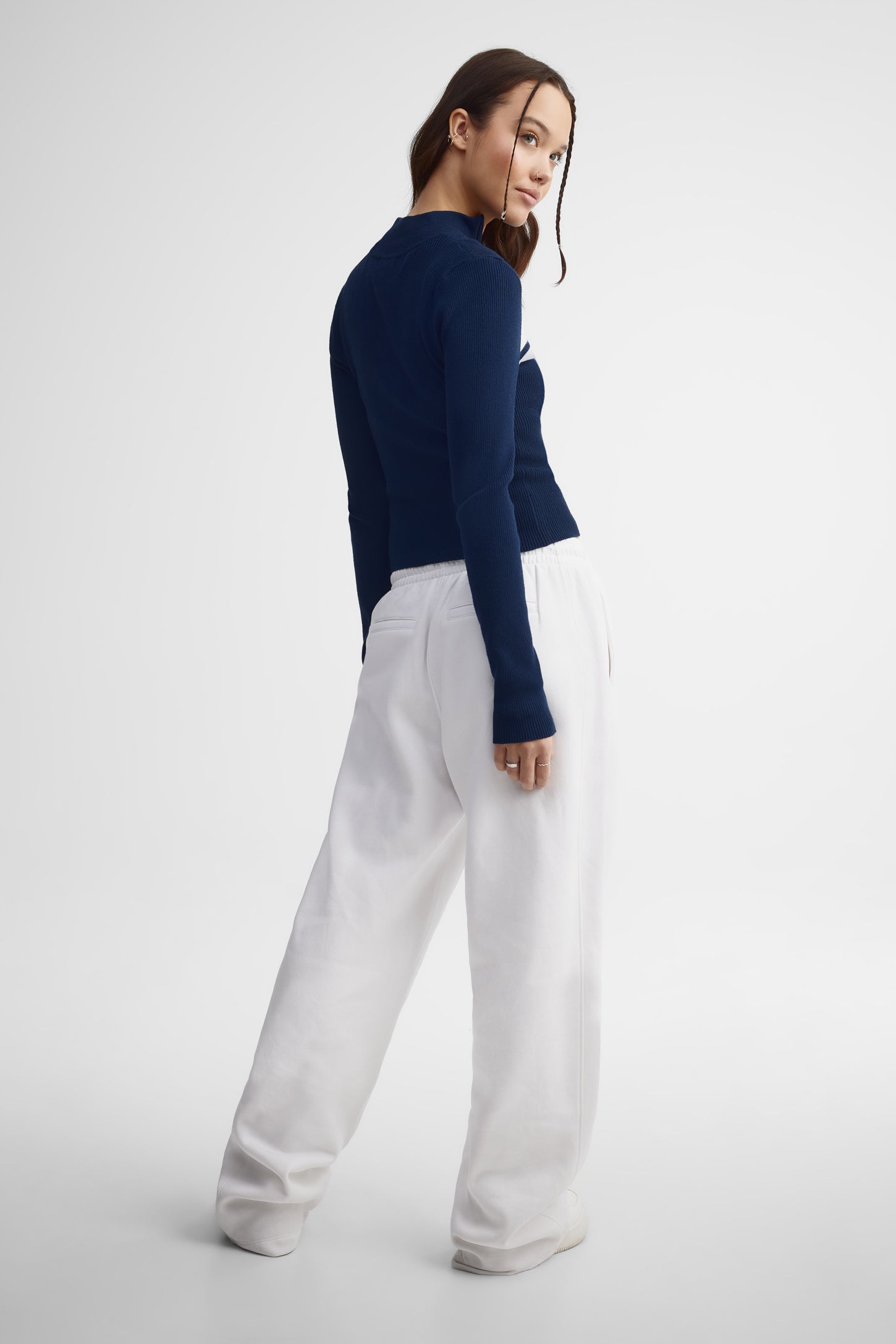 Cardigan col montant tricot - Femme && BLEU MARINE MUL
