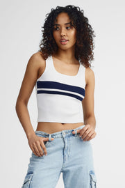 Camisole côtelée col en U - Femme && BLANC MULTI