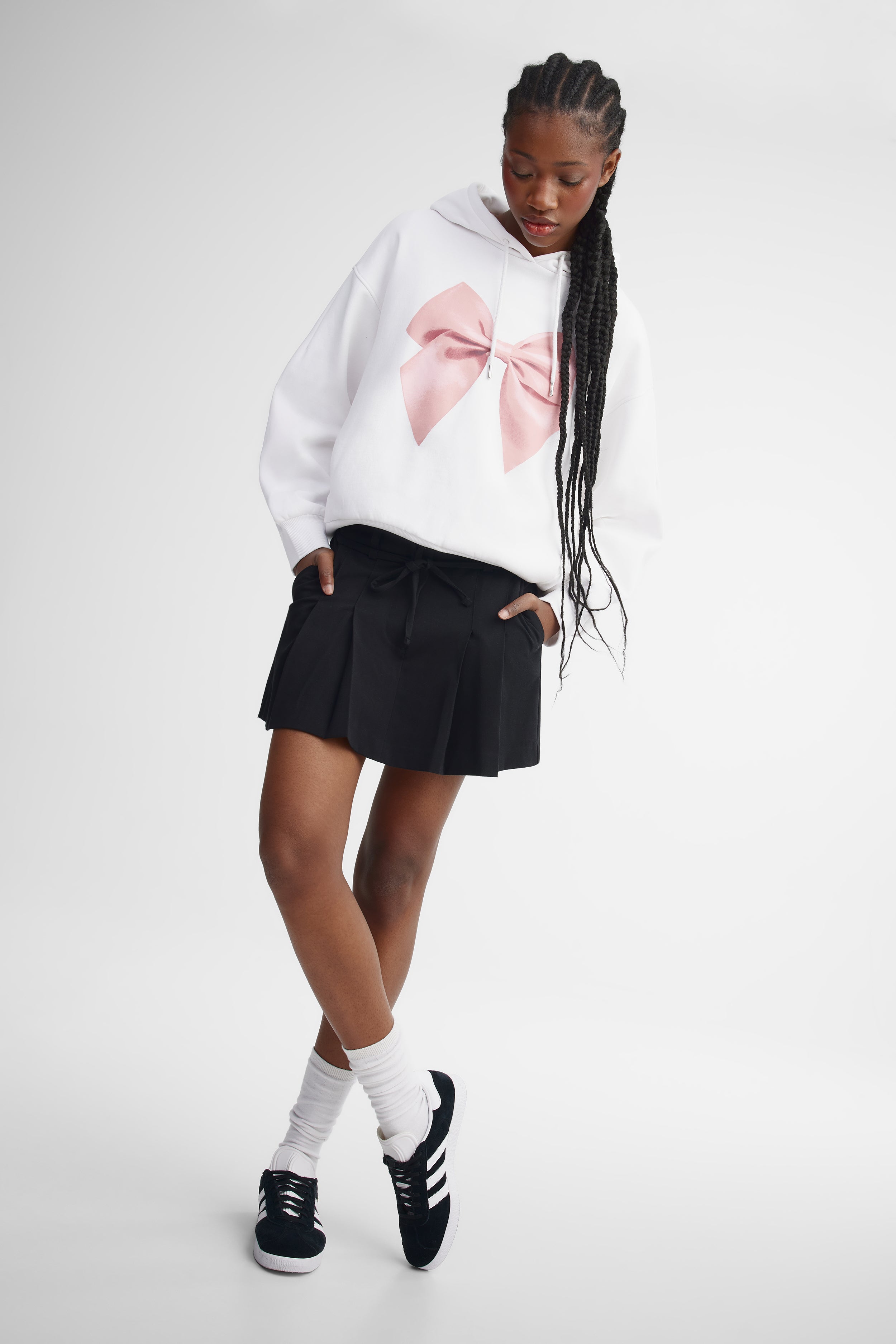 Mini jupe-short à plis creux - Femme && NOIR