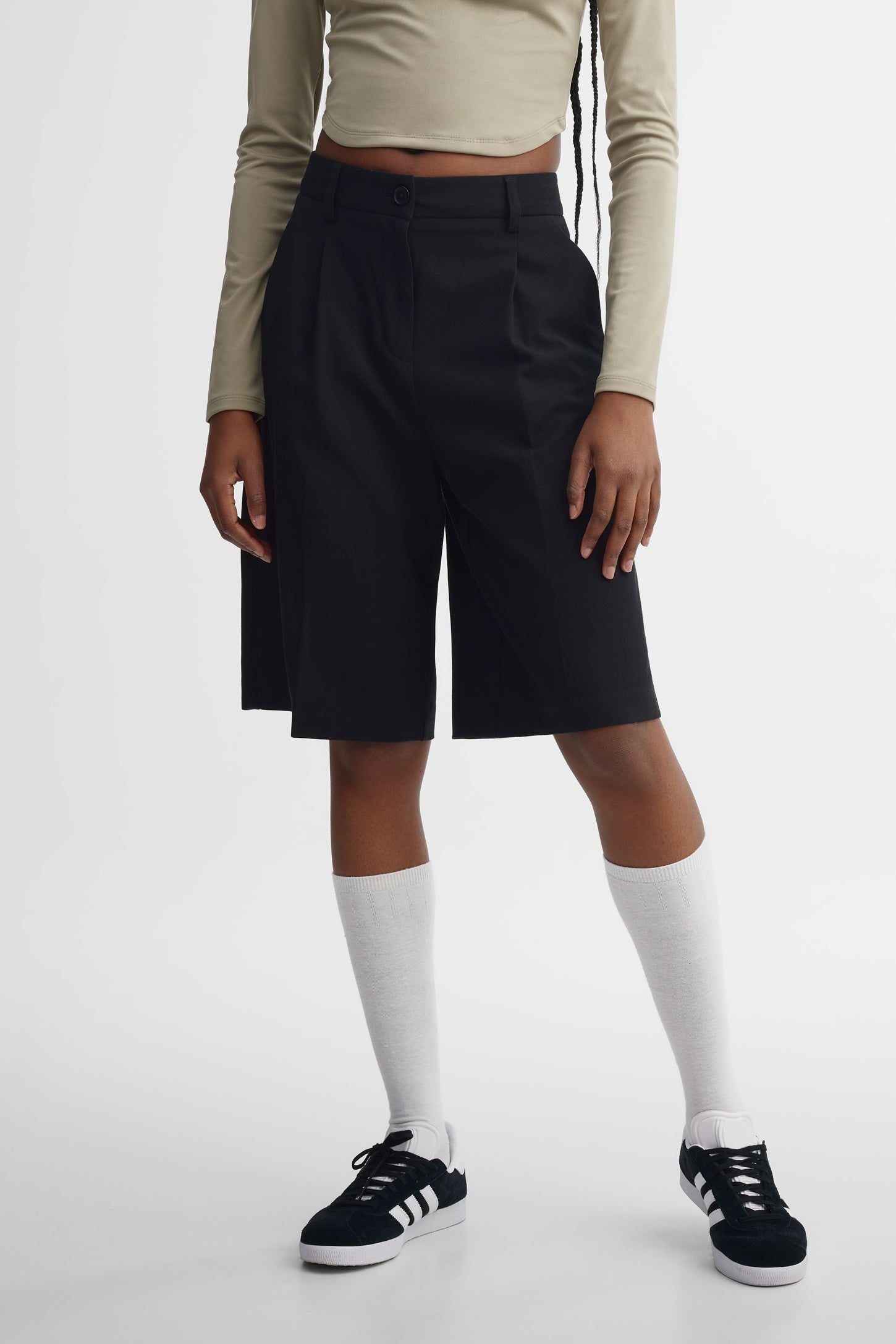 Bermuda taille haute jambe large - Femme && NOIR