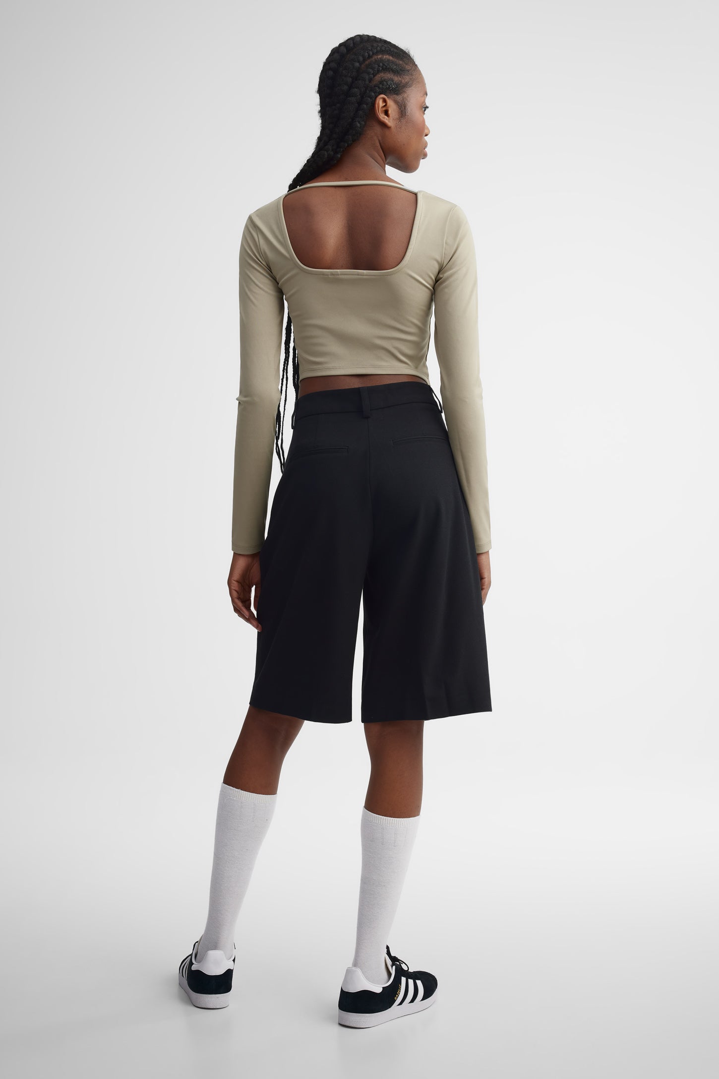 Bermuda taille haute jambe large - Femme && NOIR