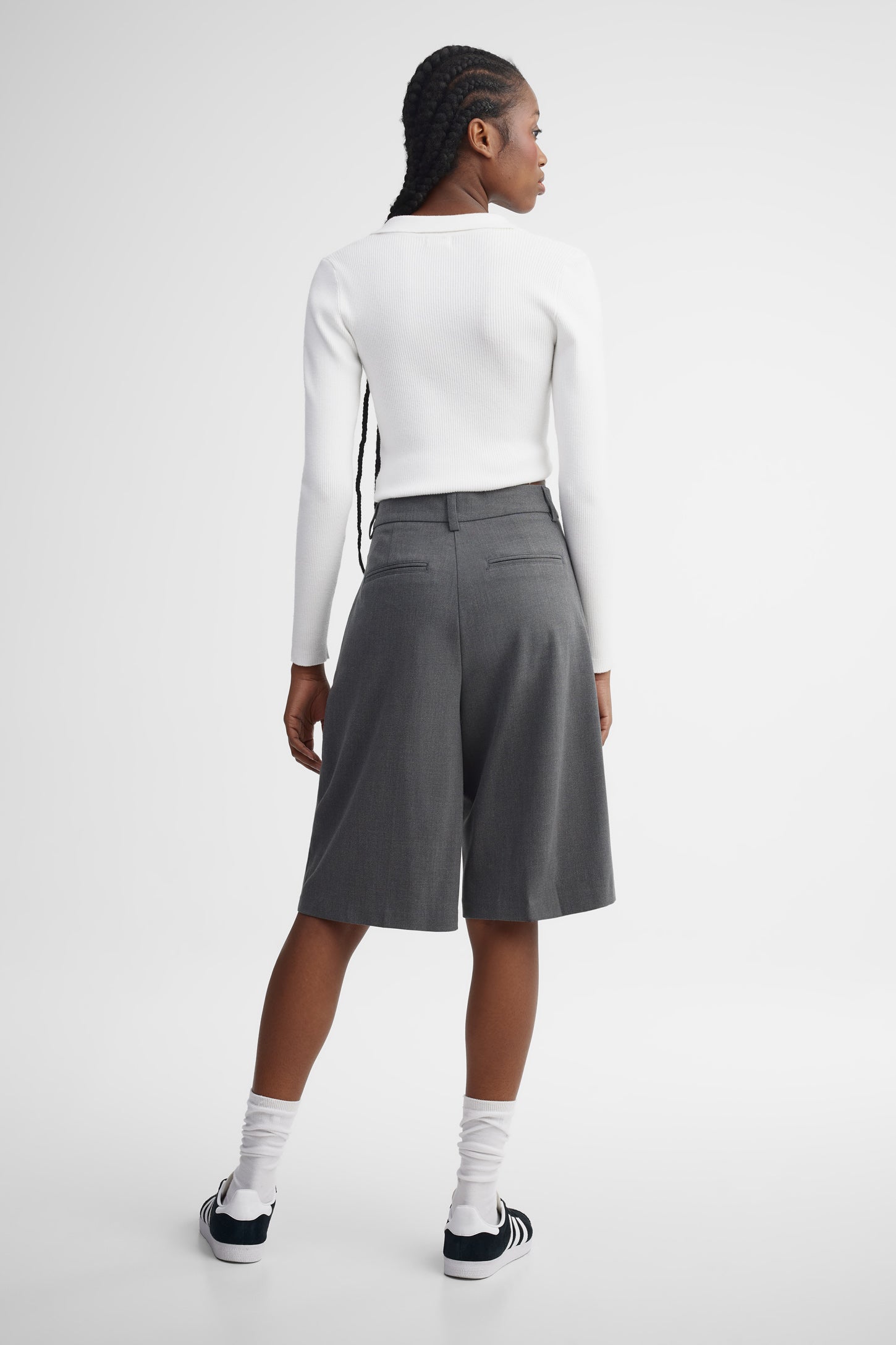 Bermuda taille haute jambe large - Femme && CHARBON MIXTE