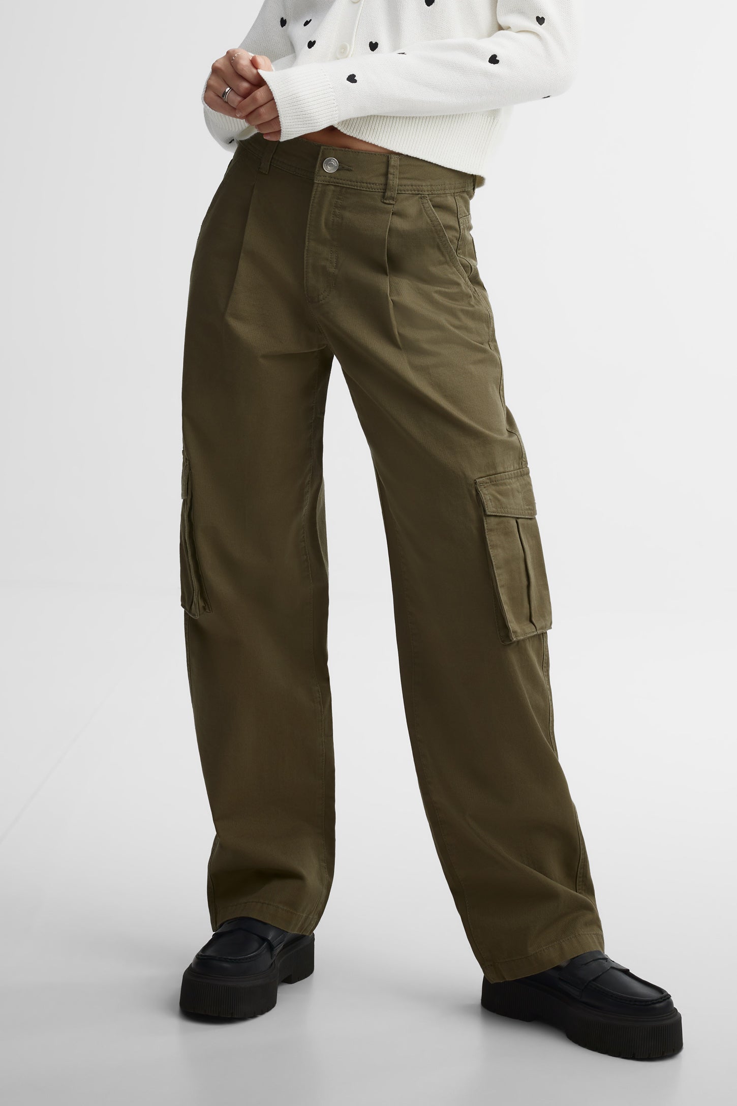 Pantalon cargo jambe droite - Femme && KAKI