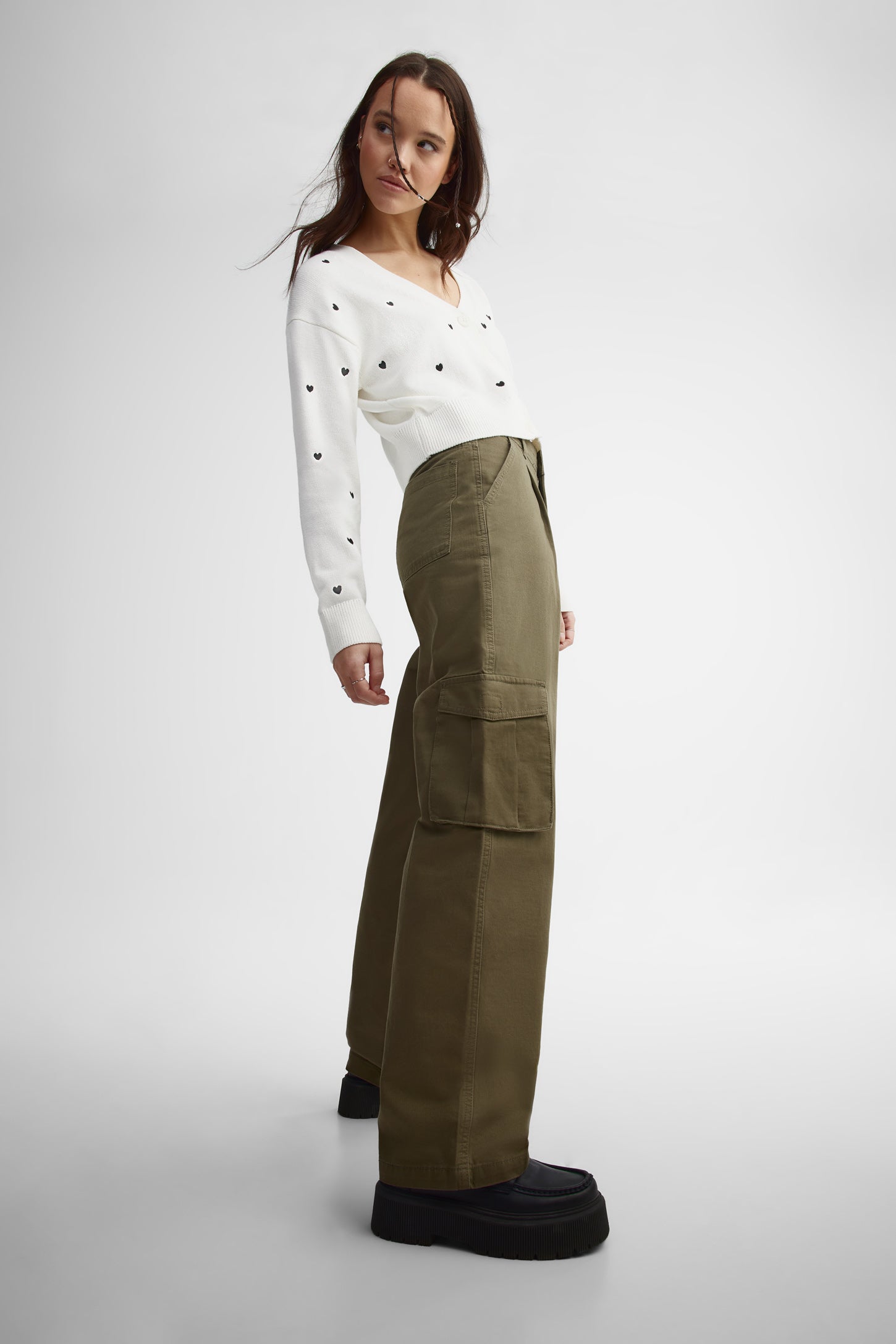 Pantalon cargo jambe droite - Femme && KAKI