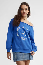 Chandail épaule dénudée coton ouaté - Femme && BLEU MULTI