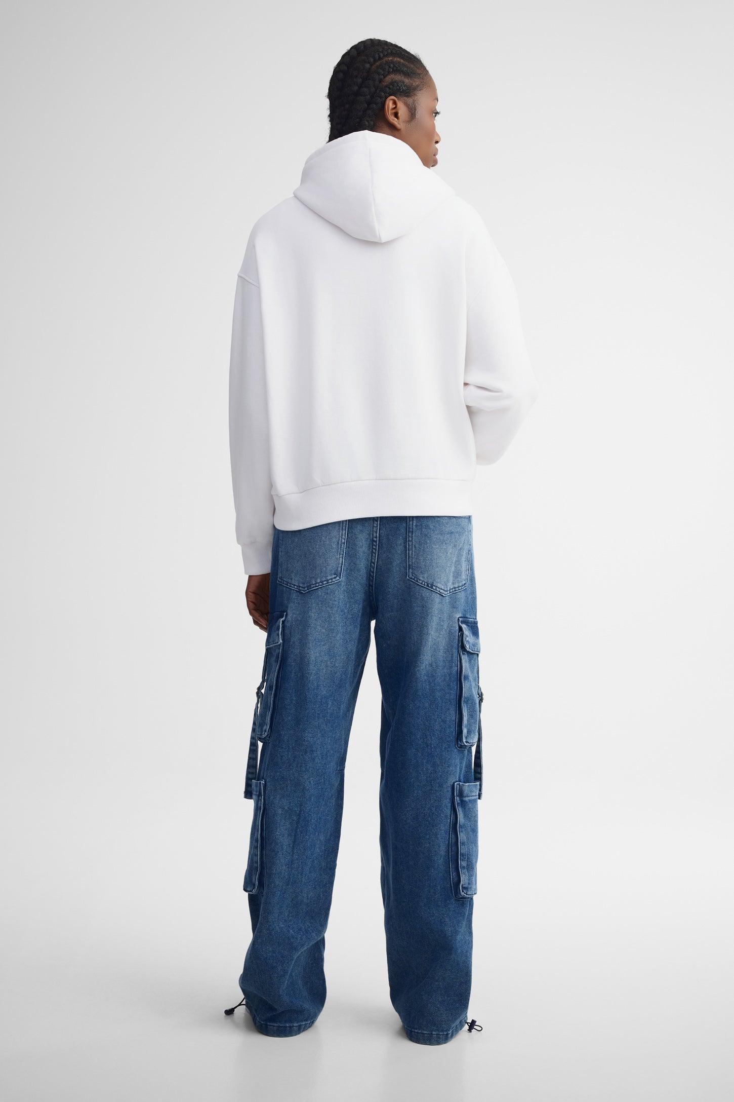 Chandail à capuchon surdimensionné coton ouaté -  Femme && BLANC MULTI