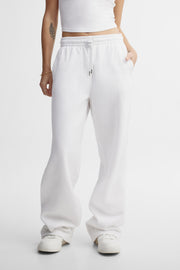 Pantalon taille haute coton ouaté - Femme && BLANC